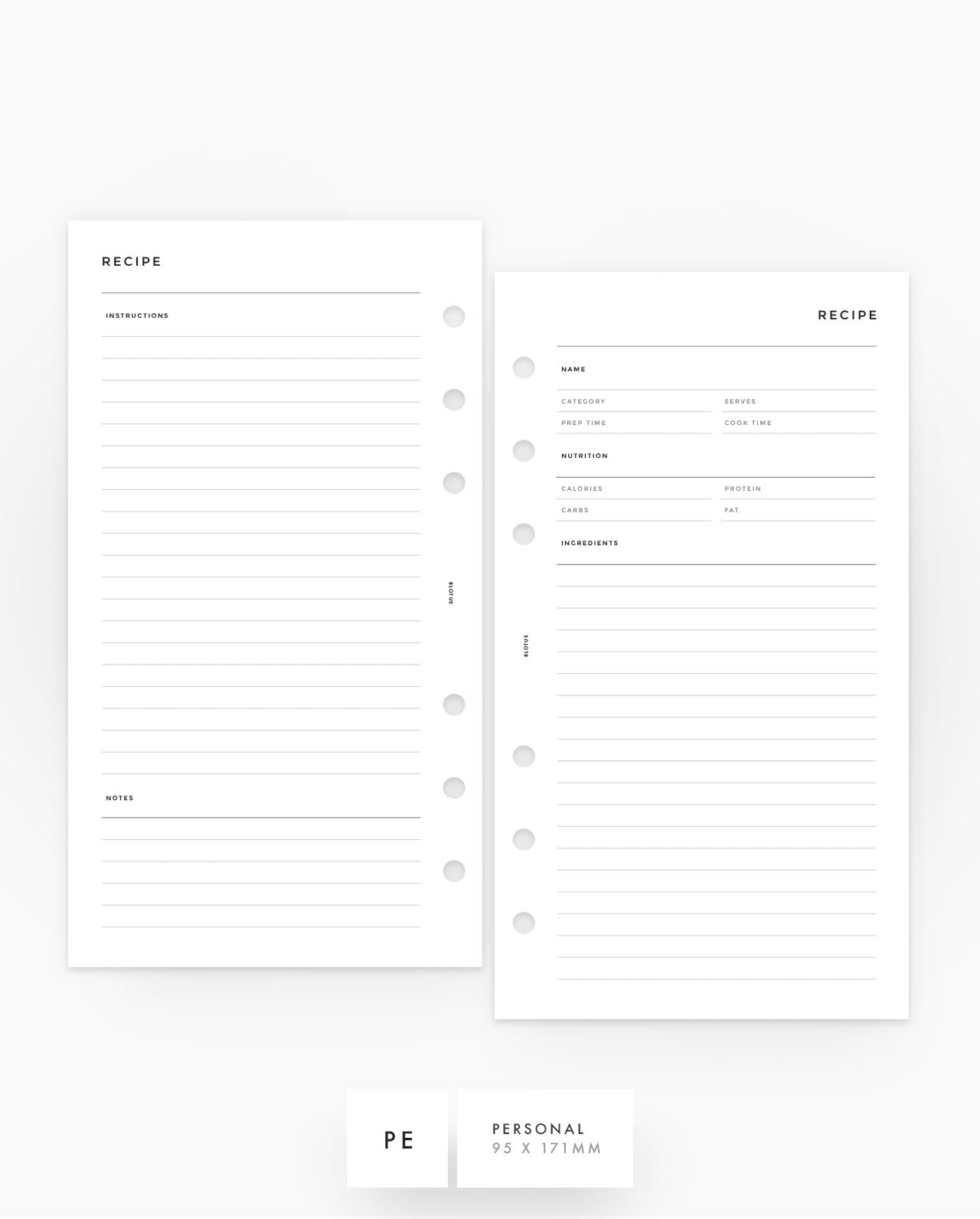 MN061 - Recipe - Printable Planner Inserts PDF