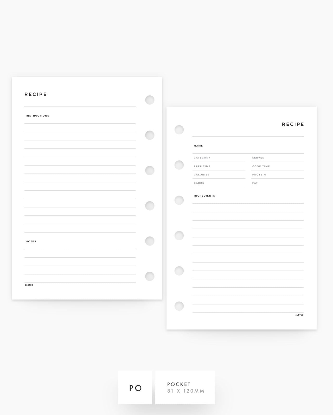 MN061 - Recipe - Printable Planner Inserts PDF