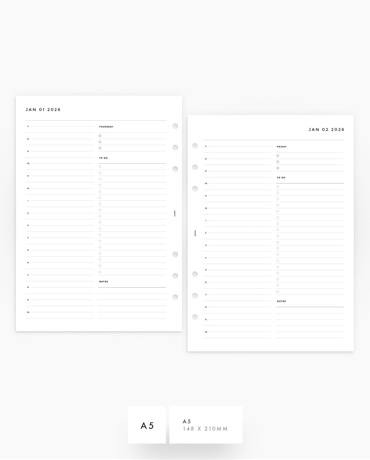 MN076 - 2026 Daily Planner Inserts - Half Hour