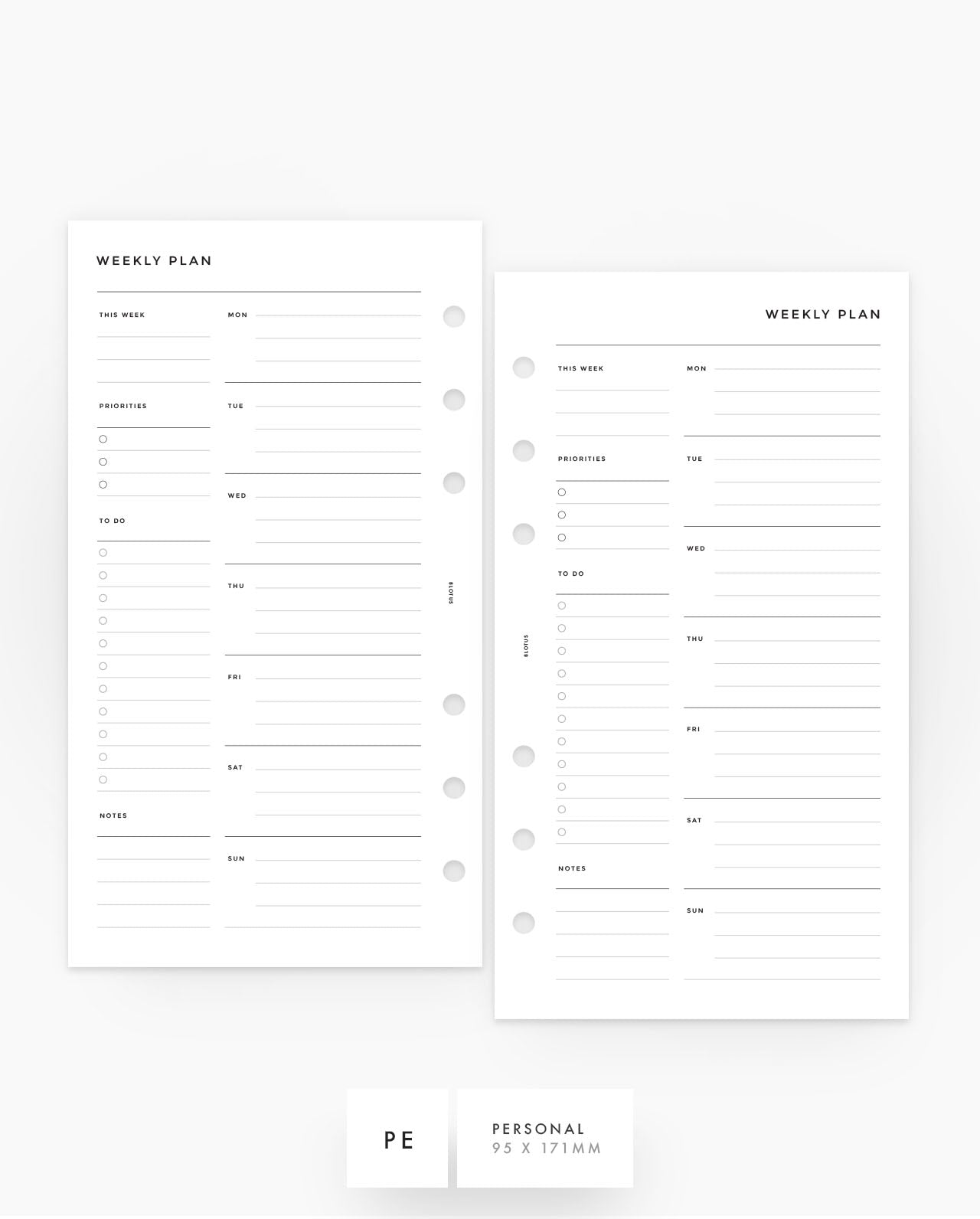 MN119 - Weekly Plan WO1P - Planner Inserts - SPECIAL ORDER