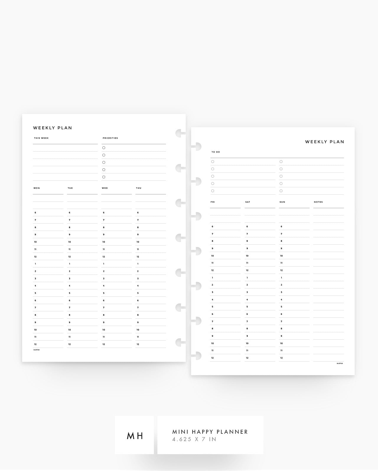 MN178 - Weekly Hourly Planner Inserts - SPECIAL ORDER