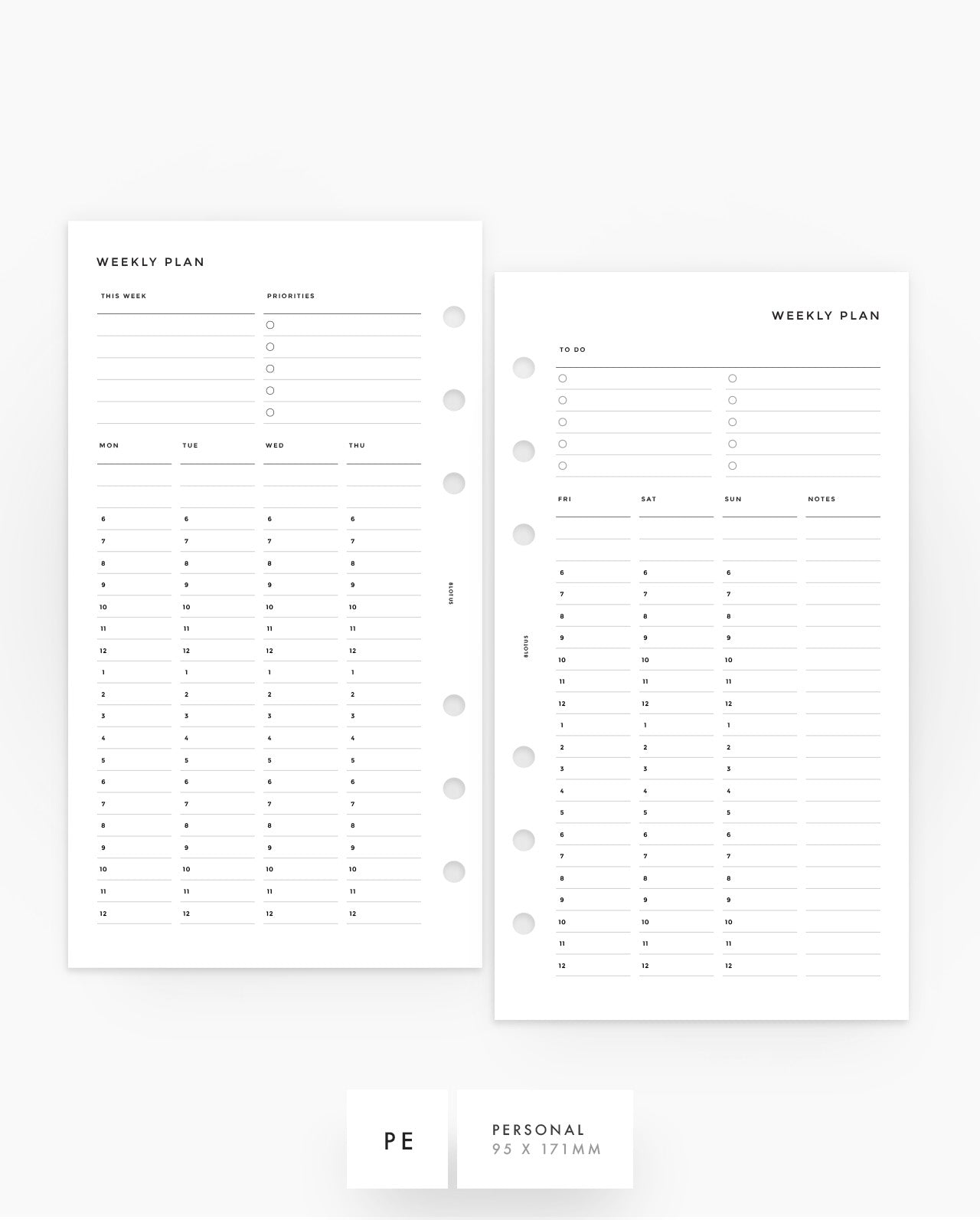 MN178 - Weekly Hourly Planner Inserts - SPECIAL ORDER