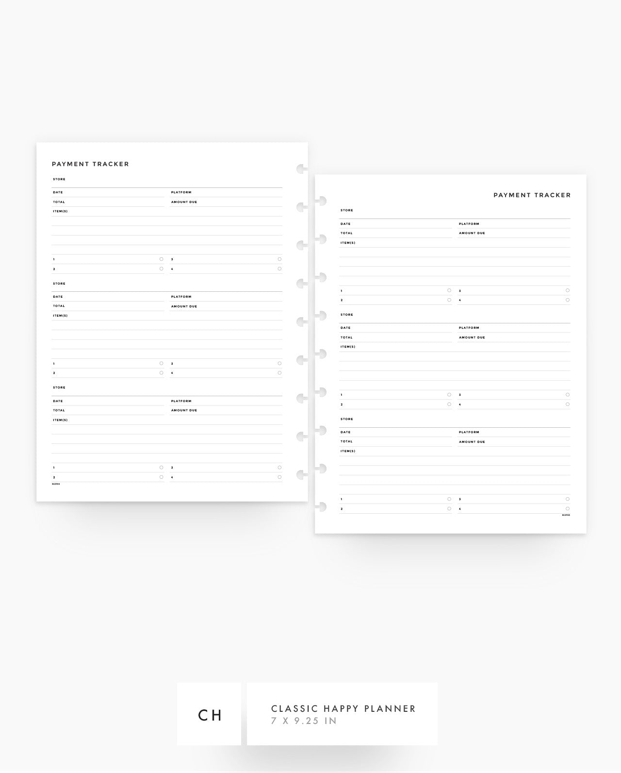 MN179 - Payment Tracker Planner Inserts - SPECIAL ORDER