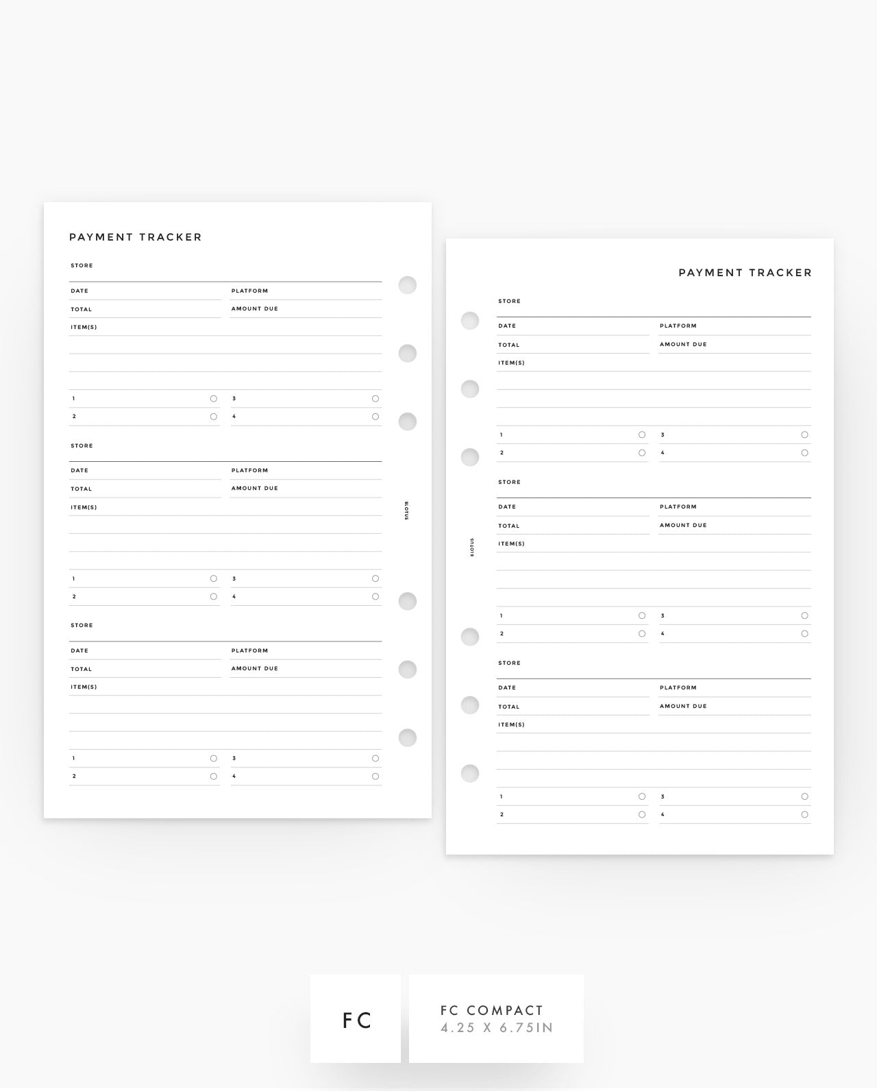 MN179 - Payment Tracker - Printable Planner Inserts - PDF