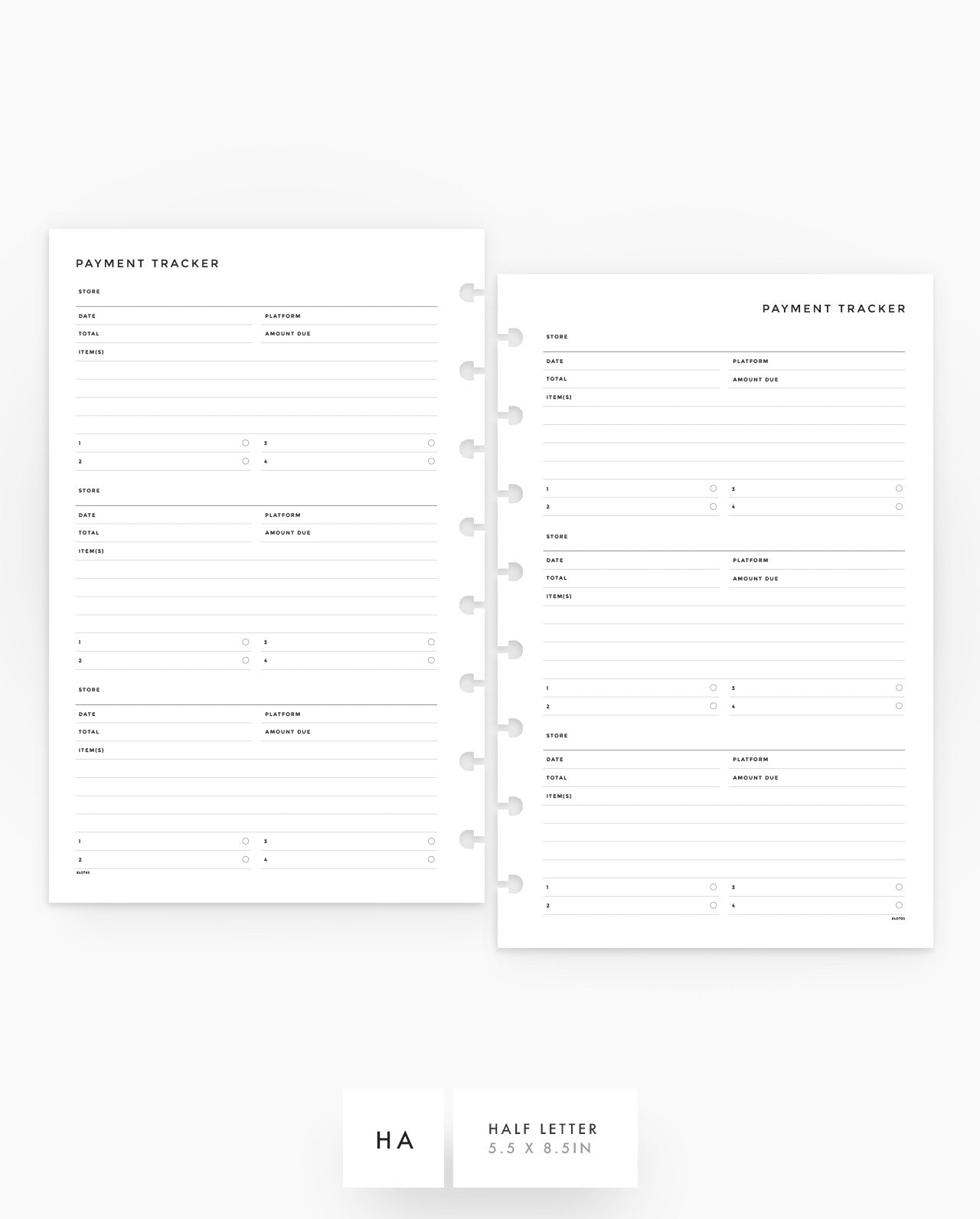 MN179 - Payment Tracker Planner Inserts - SPECIAL ORDER