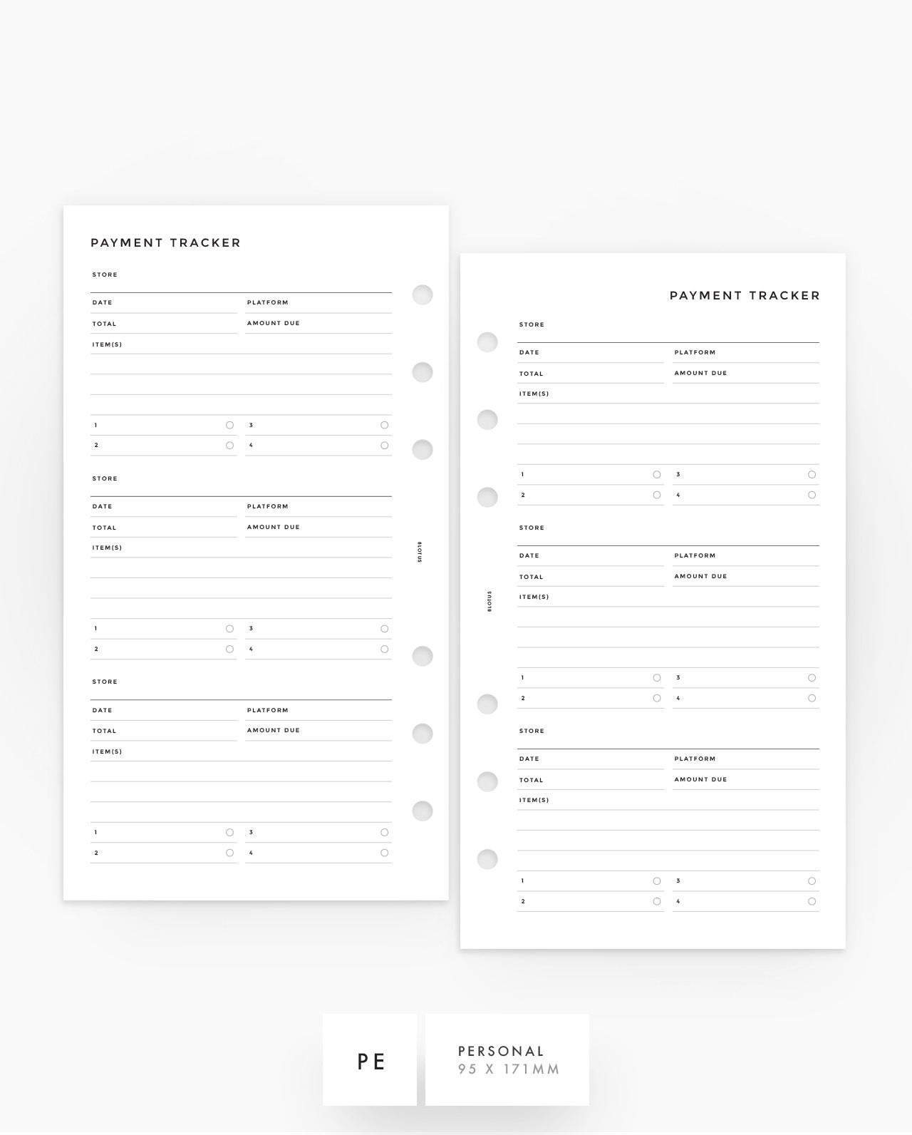 MN179 - Payment Tracker - Printable Planner Inserts - PDF