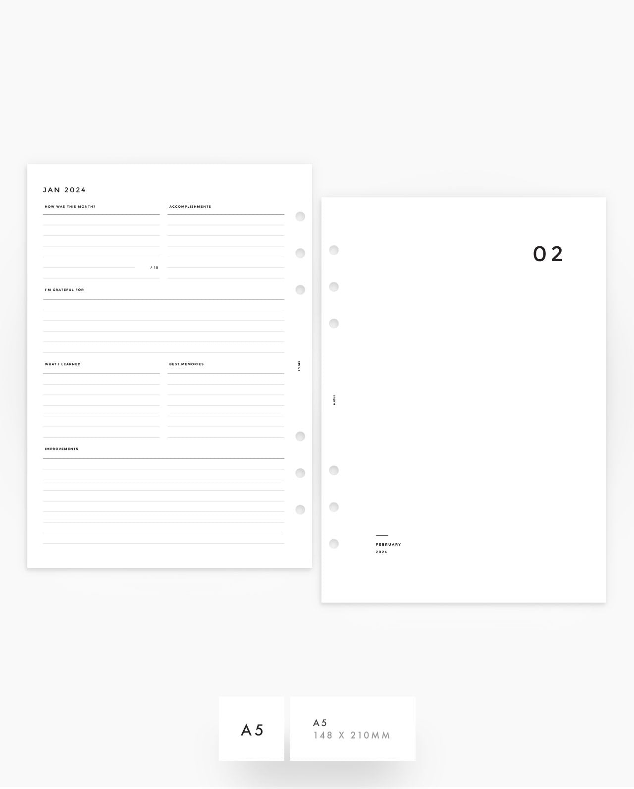 2024 Minimalist Planner Inserts Set