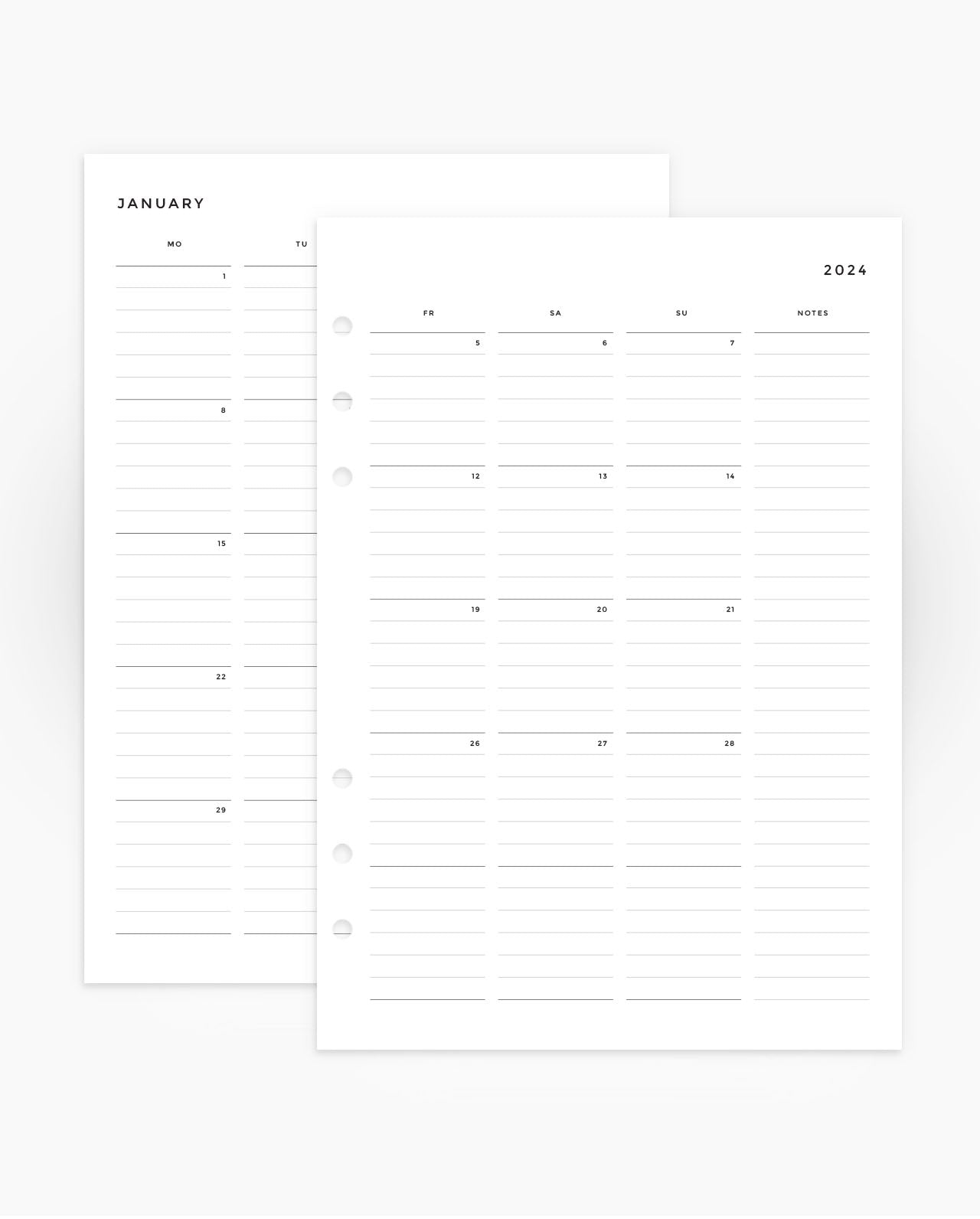 MN198 - 2024 MONTHLY CALENDAR & PLANNER - LINED - MO4P - Printable PDF