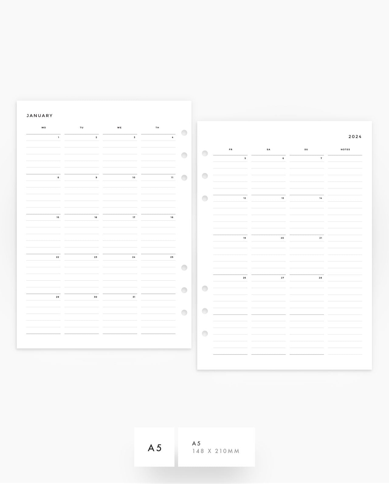 Dated Lined Monthly Calendar Planner 8LOTUS