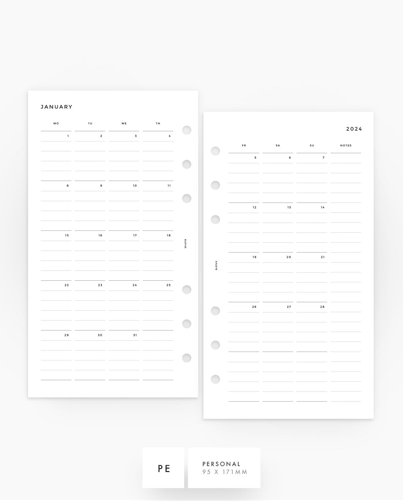 MN198 - 2024 MONTHLY CALENDAR & PLANNER - LINED - MO4P - Printable PDF