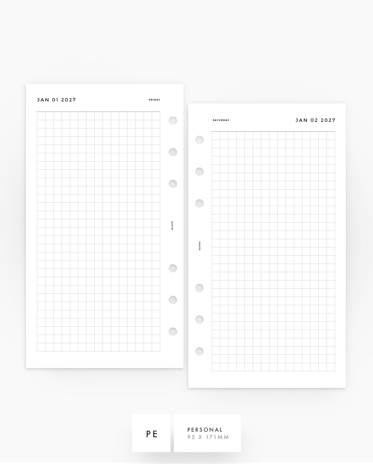 MN204 - 2027 Daily Planner Inserts - Grid - DO1P - PREORDER