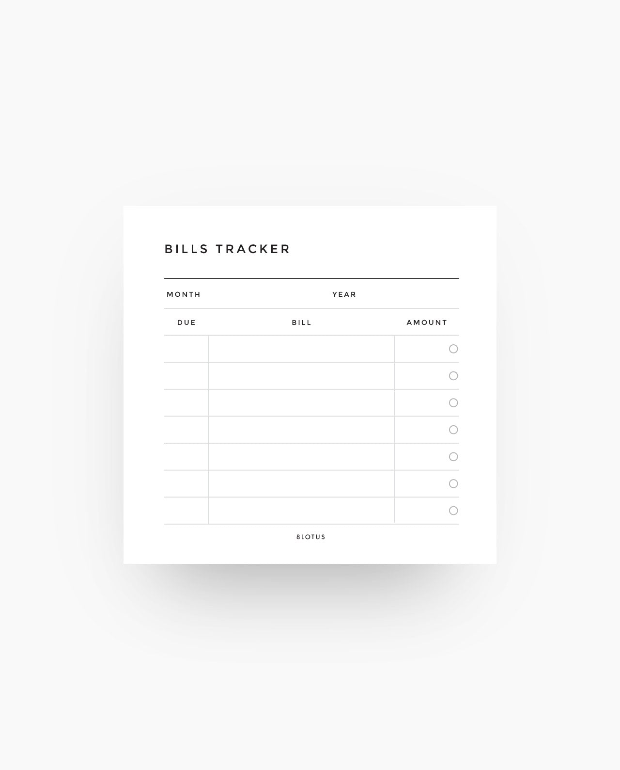 ST024 - Bills Tracker Sticky Notes