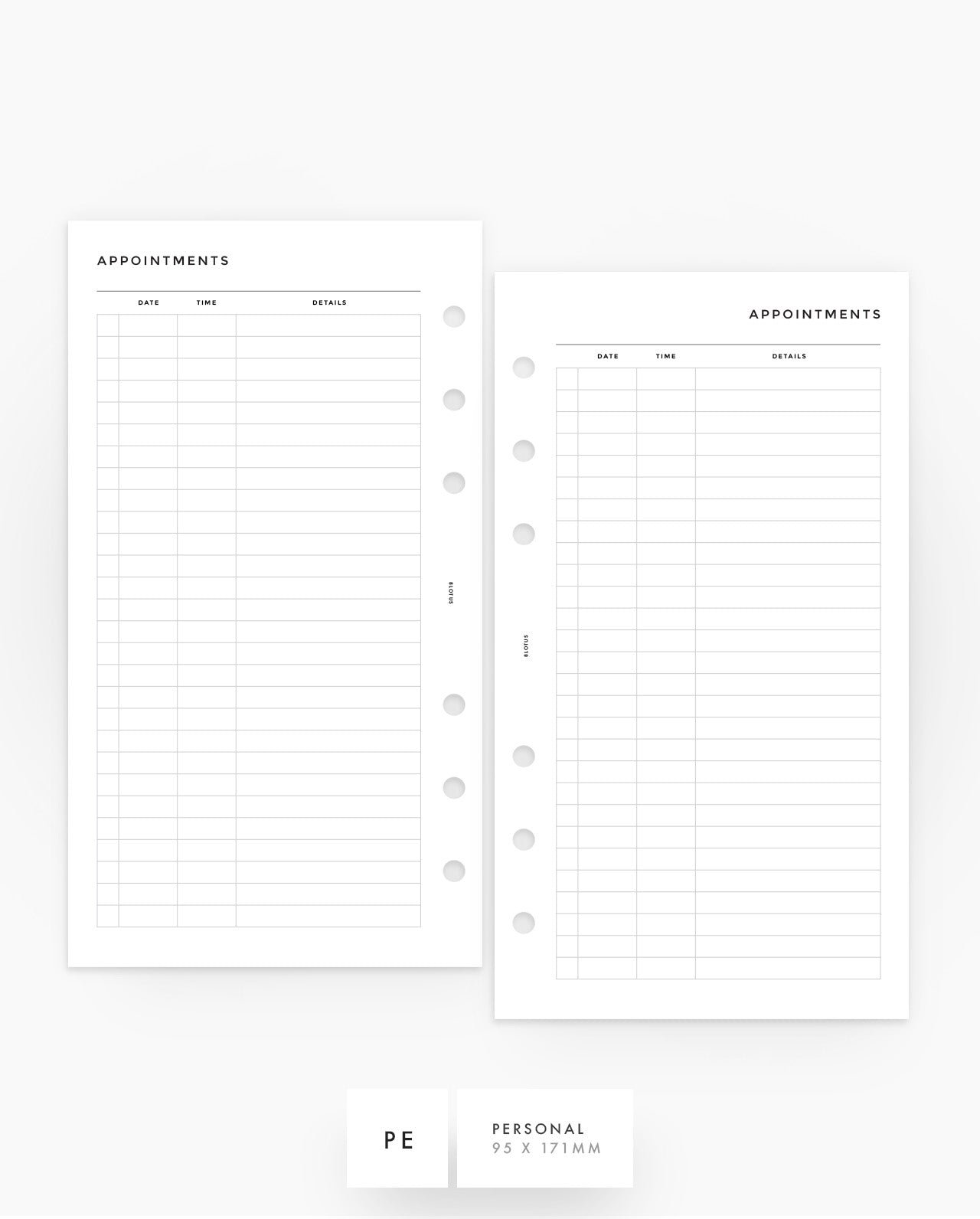 MN194 - Appointment Log Planner Inserts - SPECIAL ORDER