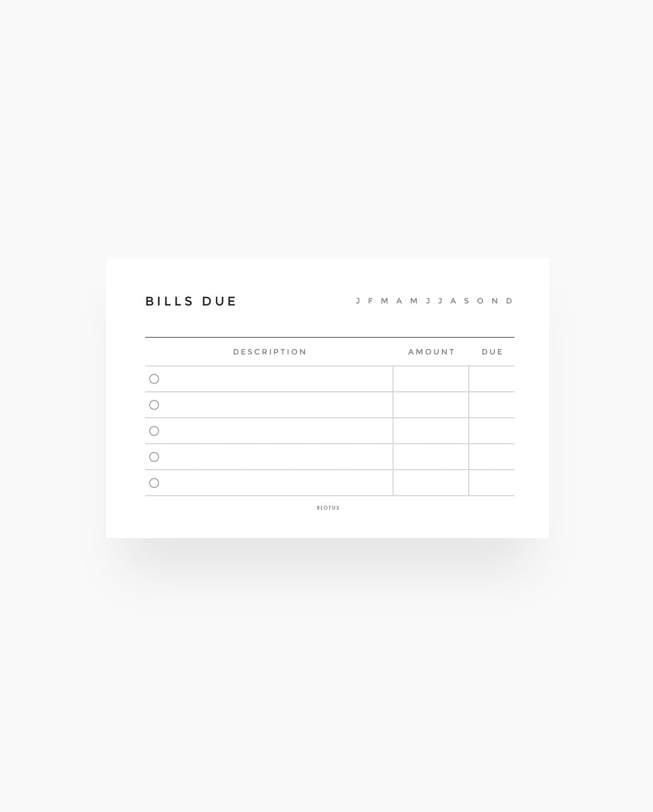WC015 - Bills Tracker - Planner Cards