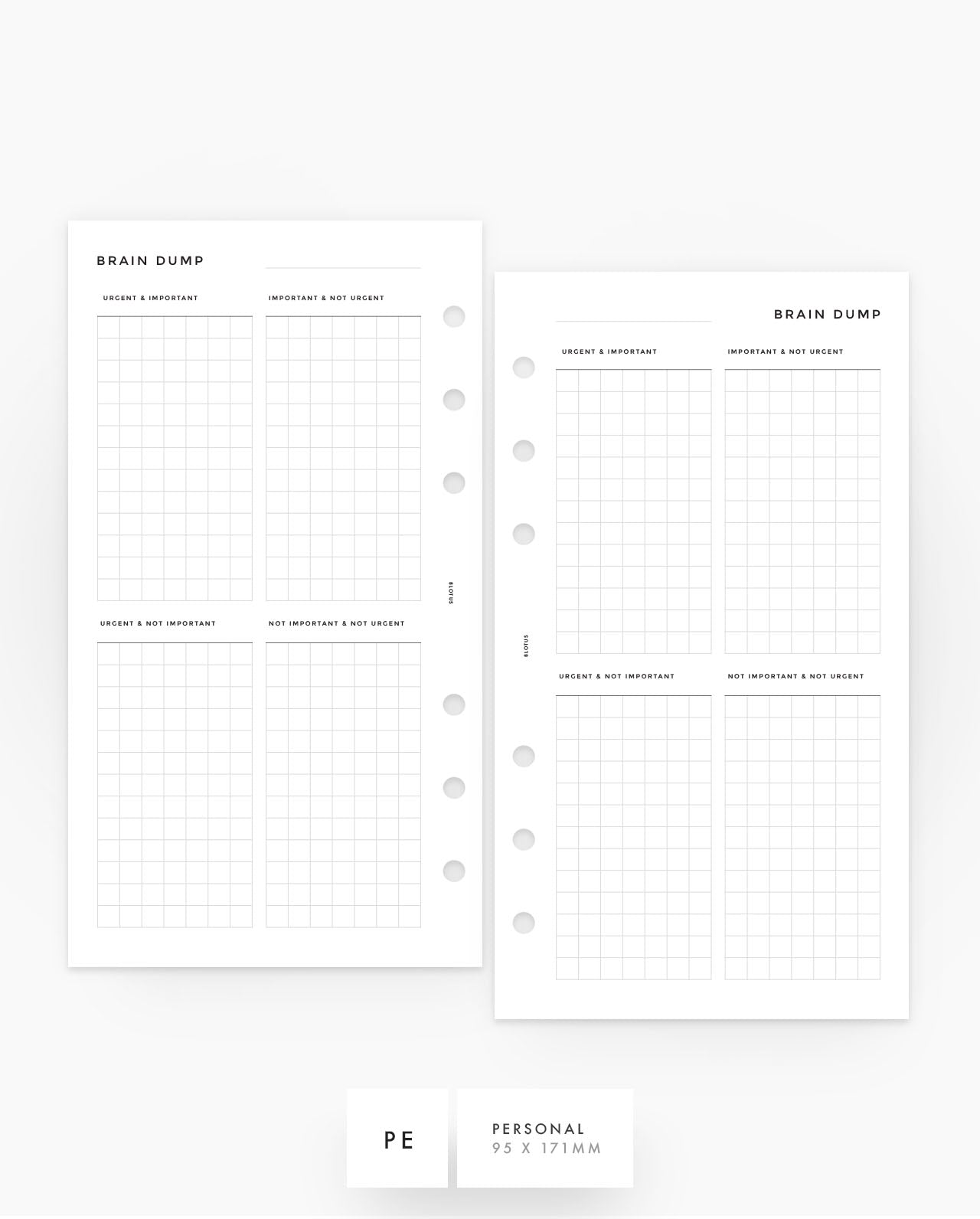 MN267 - Brain Dump Eisenhower Matrix - Printable Planner Inserts PDF