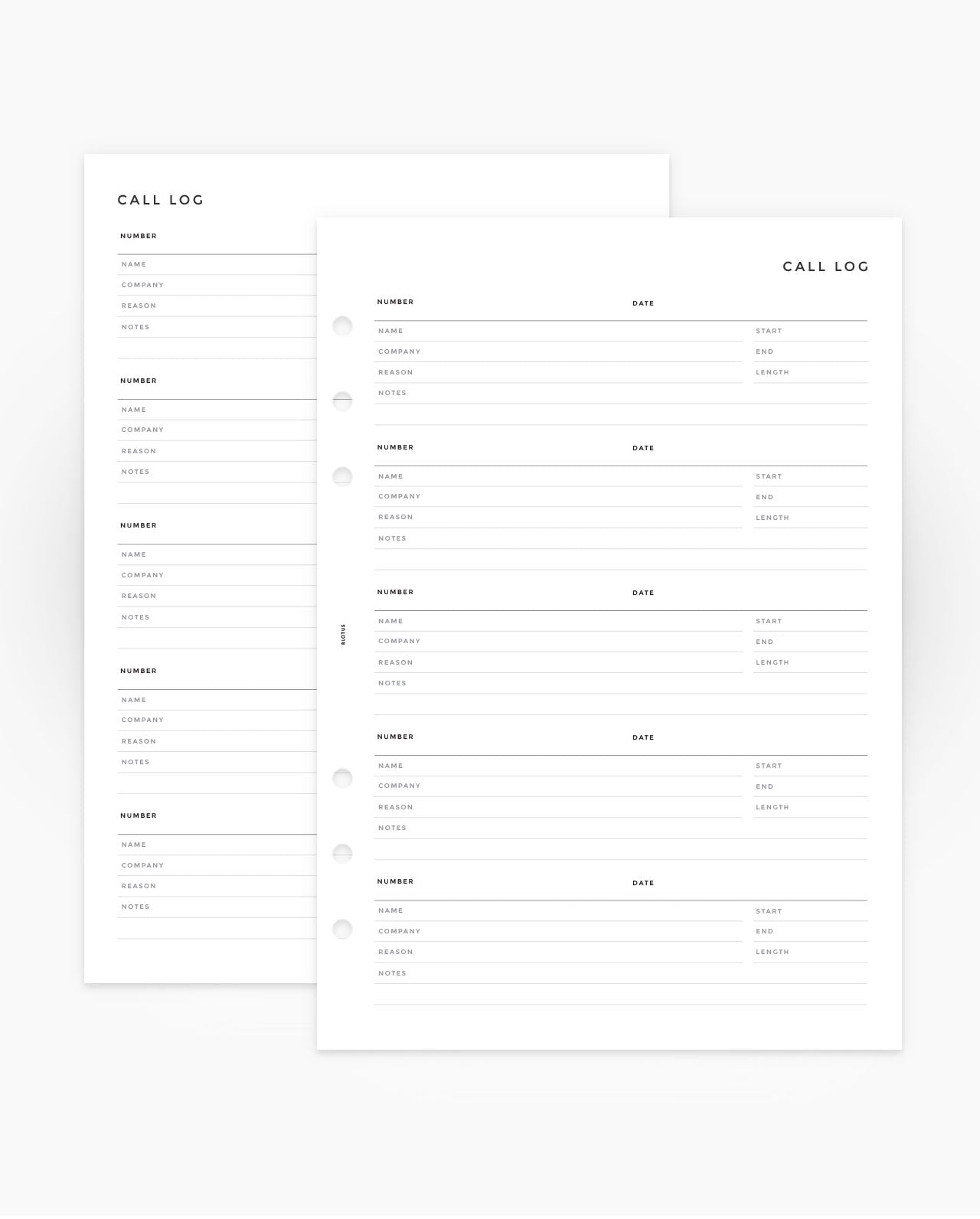 MN257 - Call Log - Planner Inserts (Special Order)