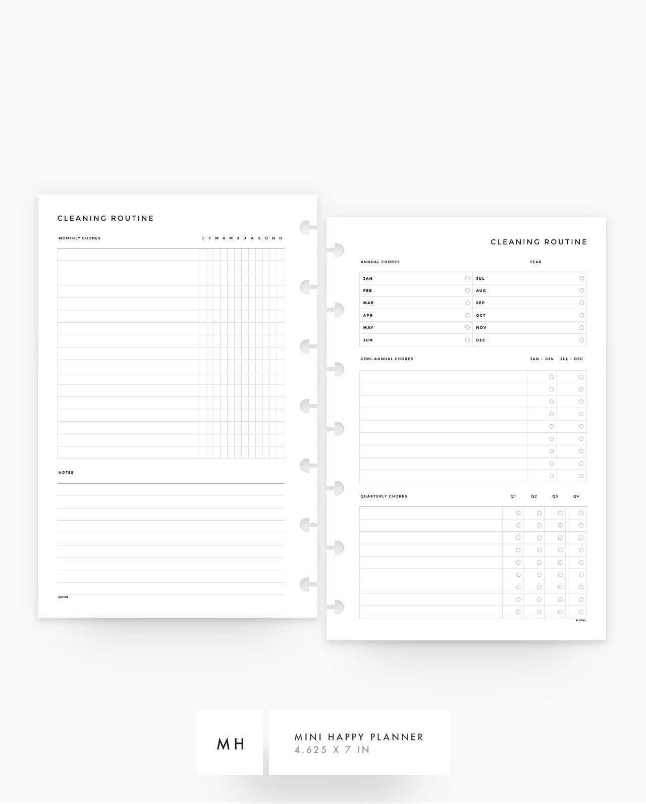 MN134 - Yearly & Monthly Cleaning Routine - Planner Inserts - SPECIAL ORDER