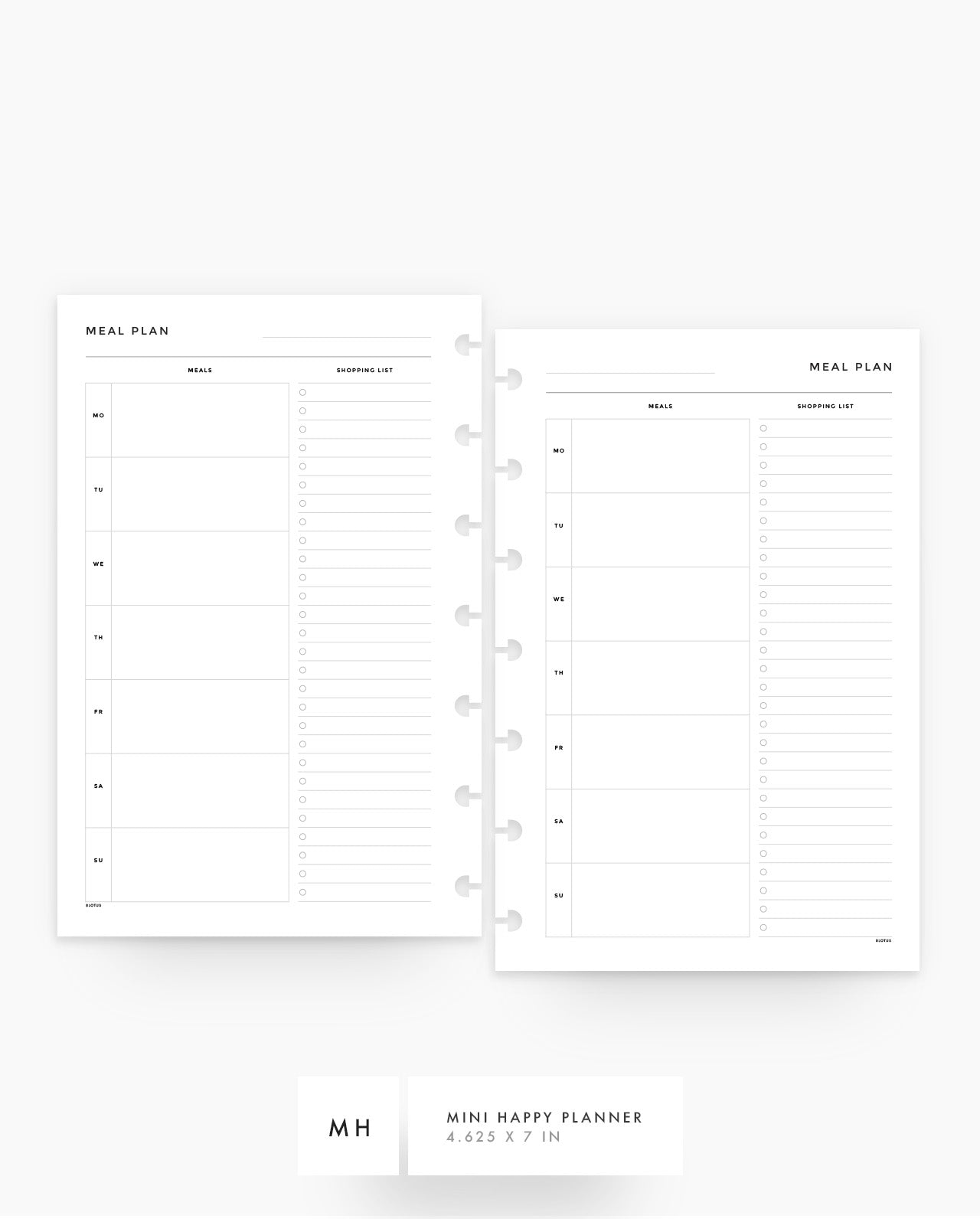 MN233 - Meal Plan - Planner Inserts - SPECIAL ORDER