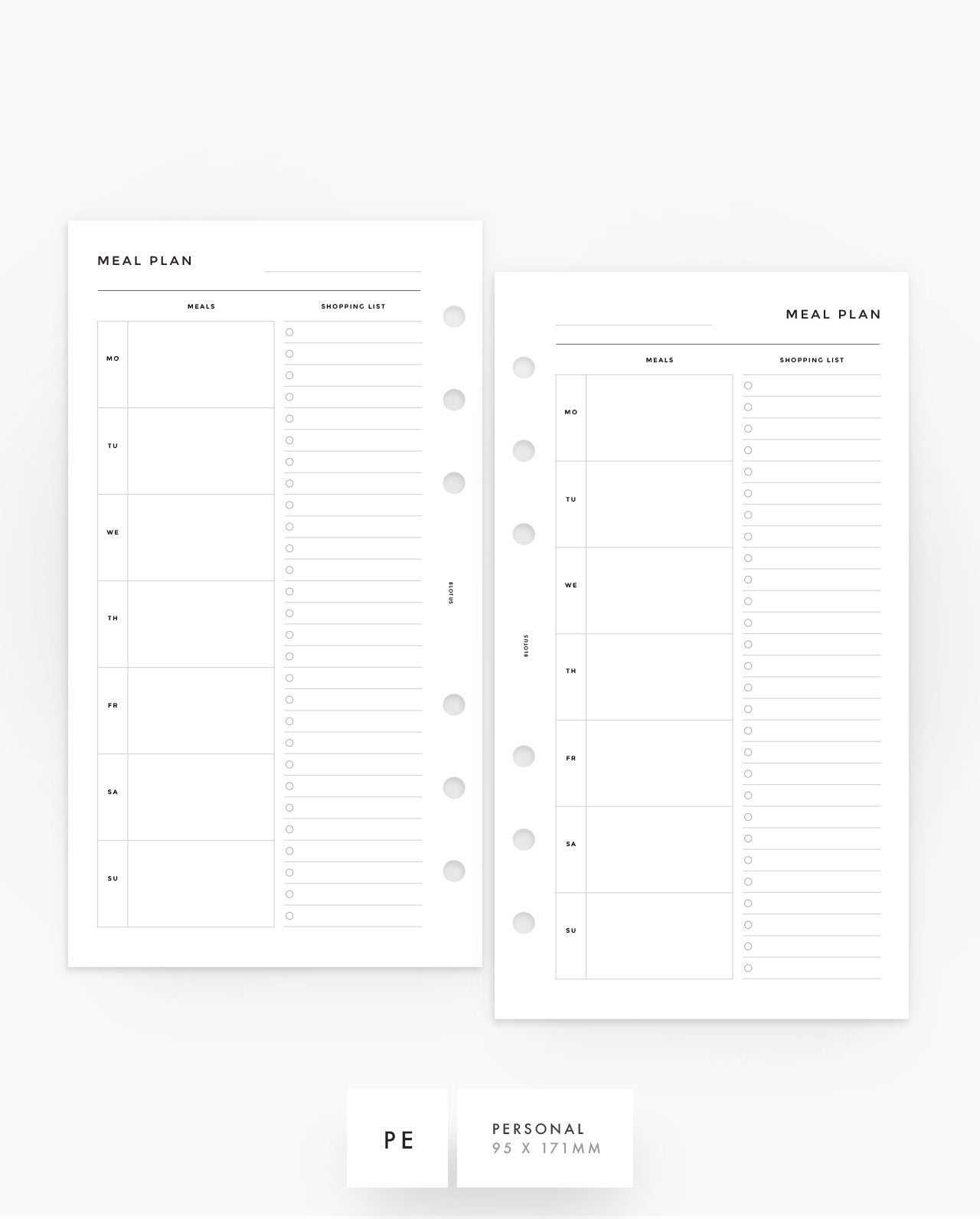 MN233 - Meal Plan - Planner Inserts - SPECIAL ORDER