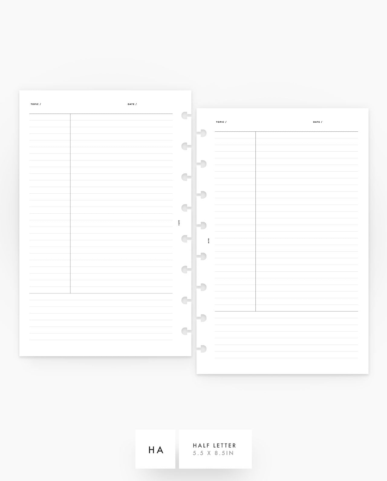 MN081 - Cornell Notes Lined - Planner Inserts - SPECIAL ORDER