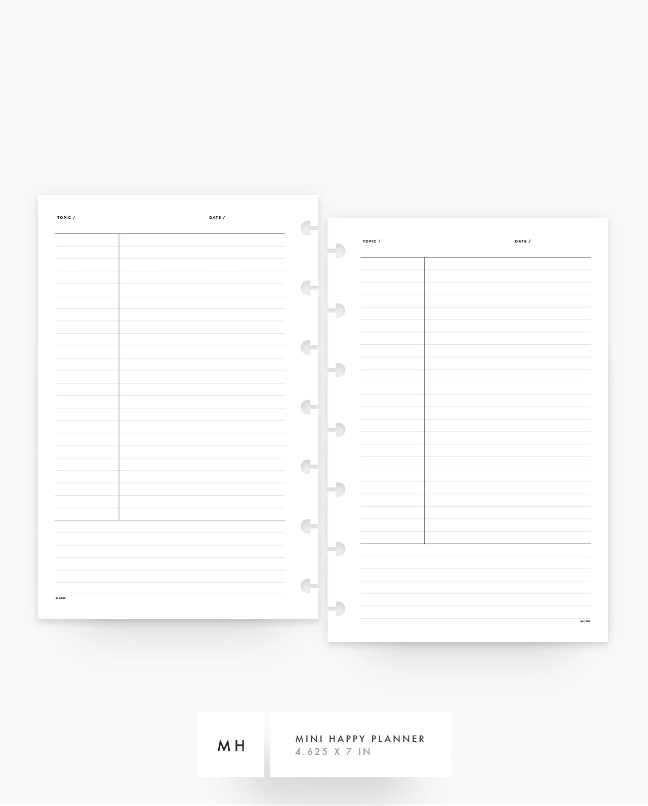 MN081 - Cornell Notes Lined - Planner Inserts - SPECIAL ORDER