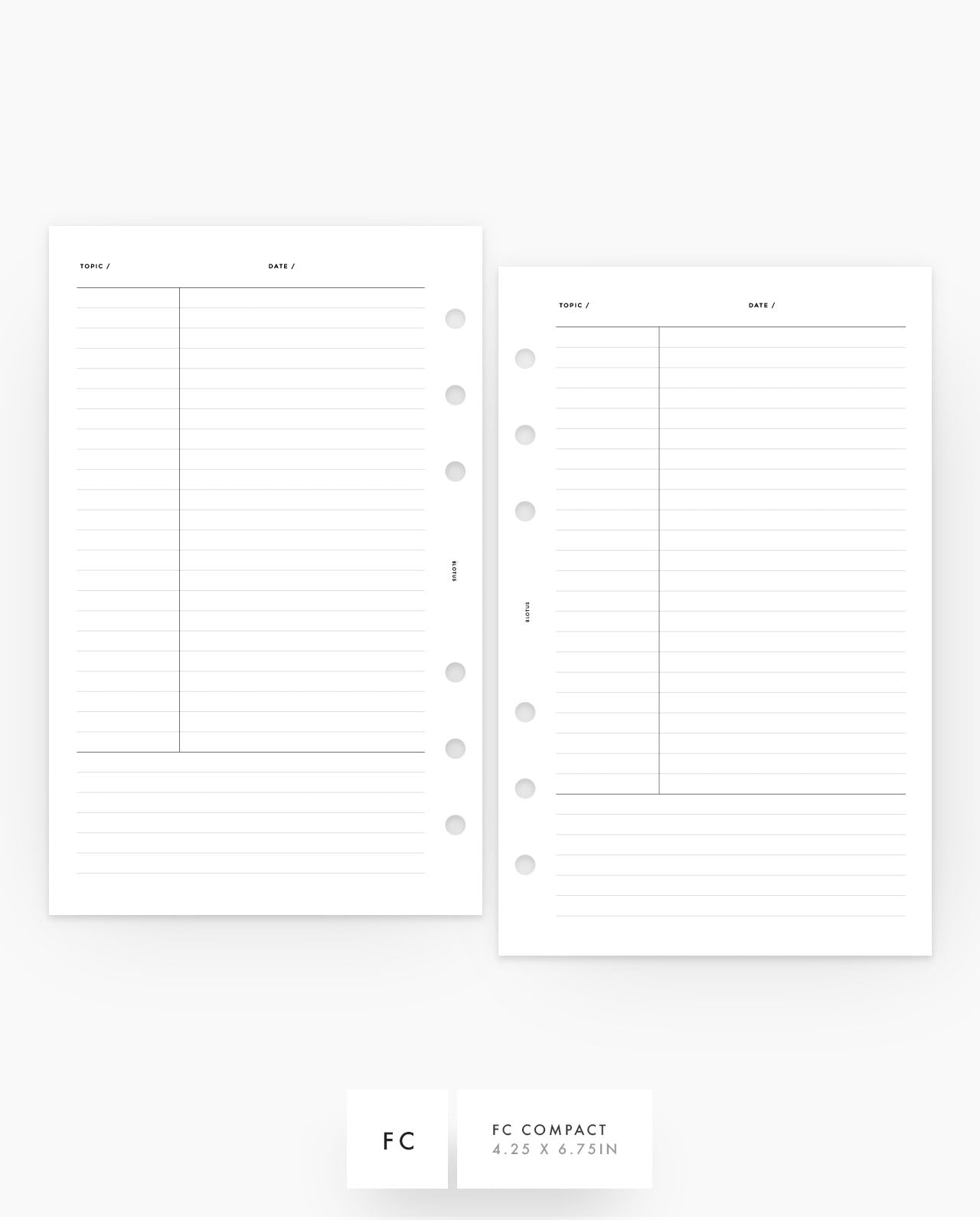 MN081 - Cornell Notes Lined - Planner Inserts - SPECIAL ORDER