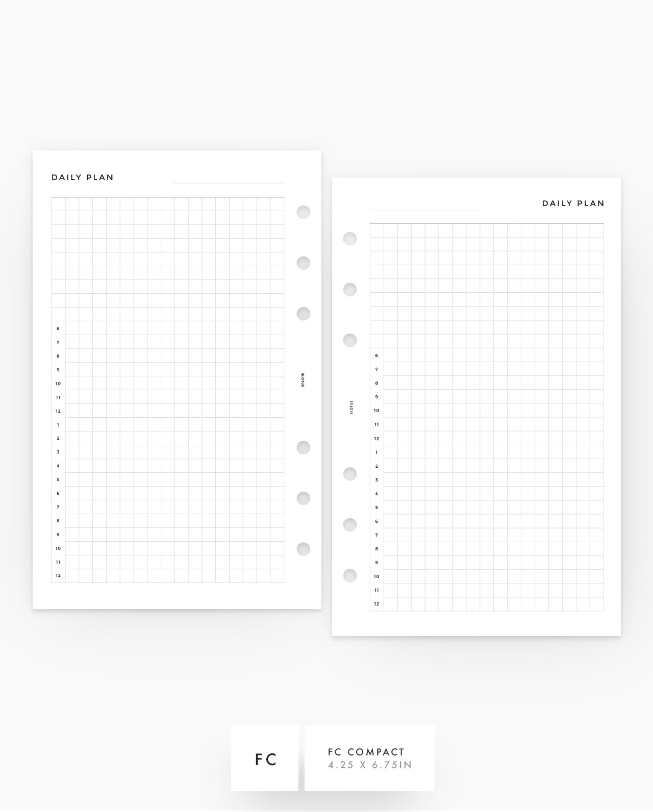 MN258 - Daily Hourly Grid - Printable Planner Inserts PDF