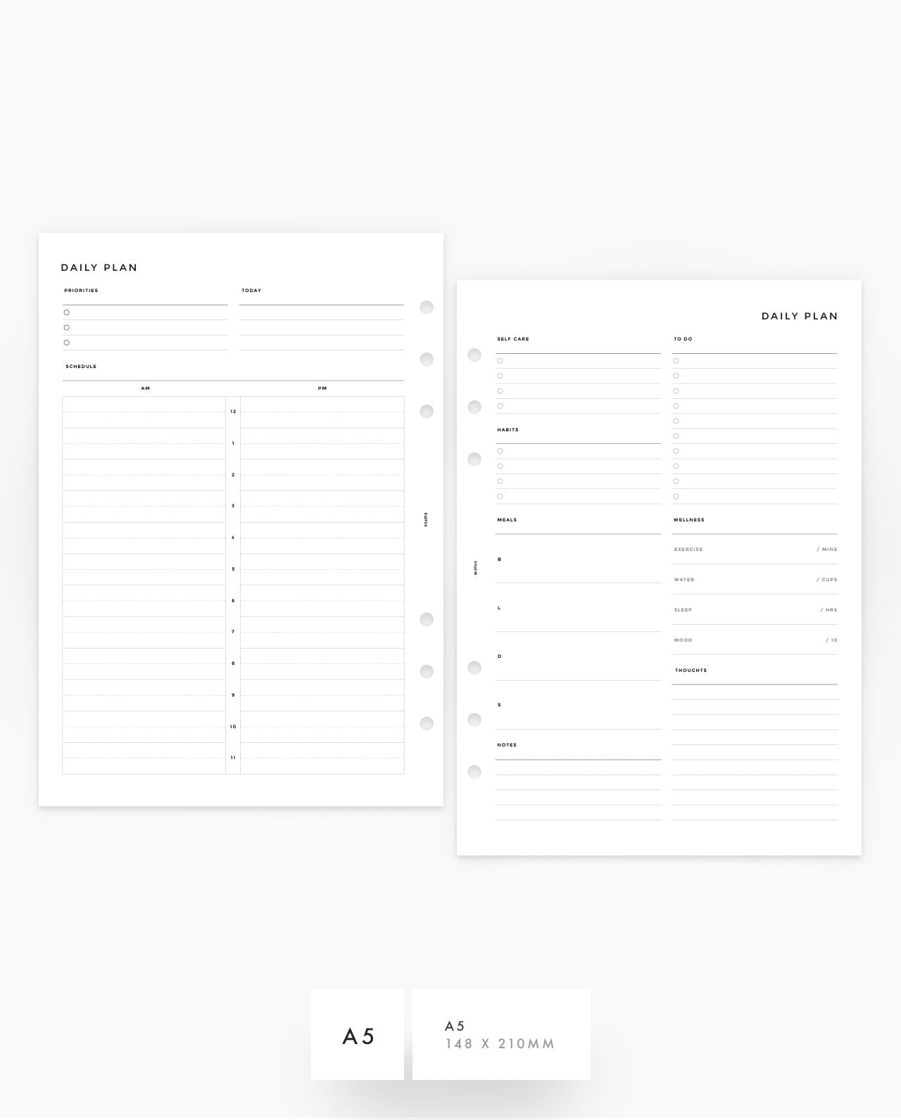 MN266 - Daily Plan & Journal - Printable Planner Inserts PDF