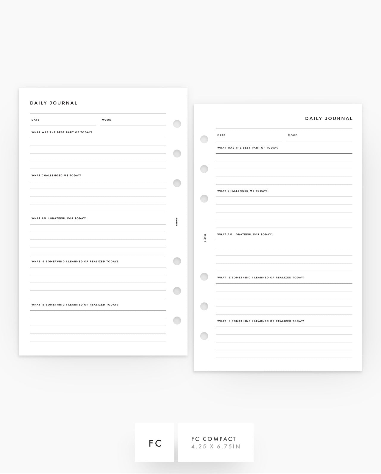 MN256 - Daily Journal Planner Inserts - SPECIAL ORDER
