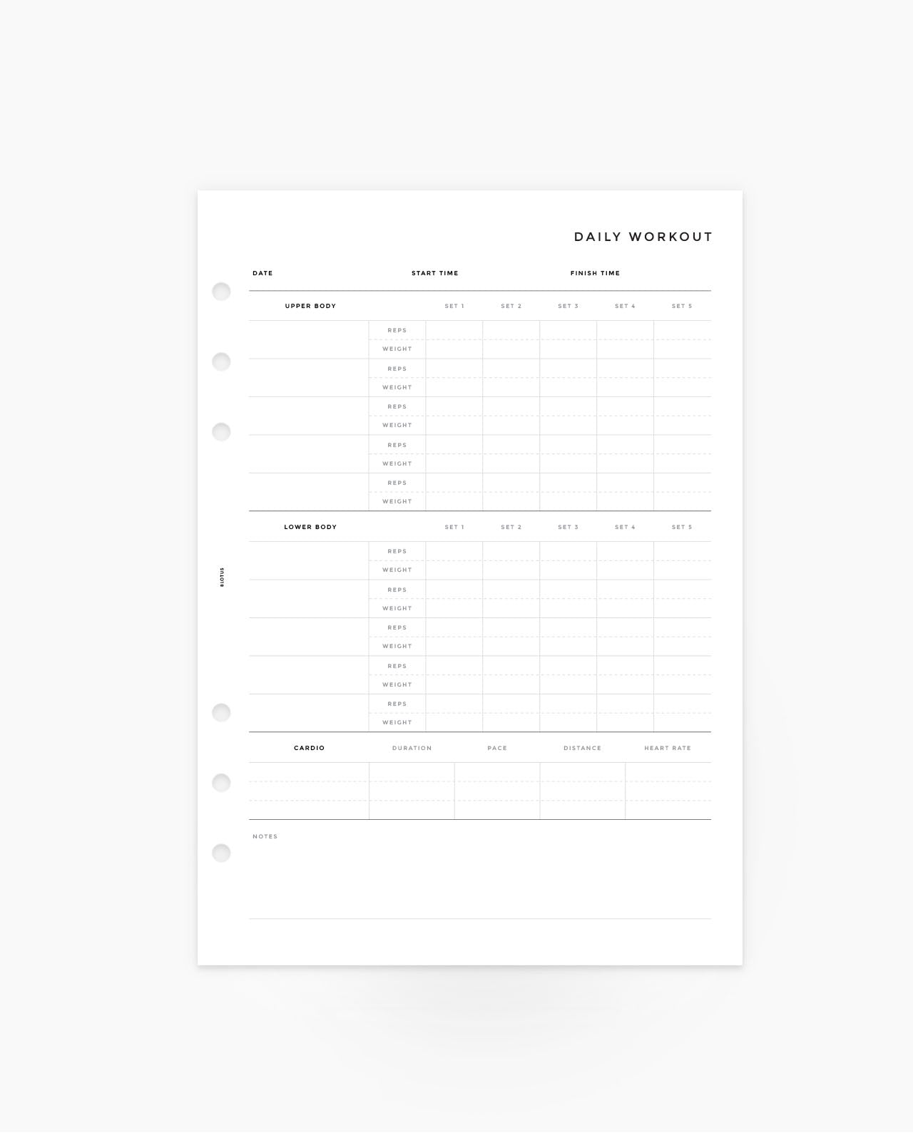 MN065 - Daily Workout Planner Inserts  (Special Order)