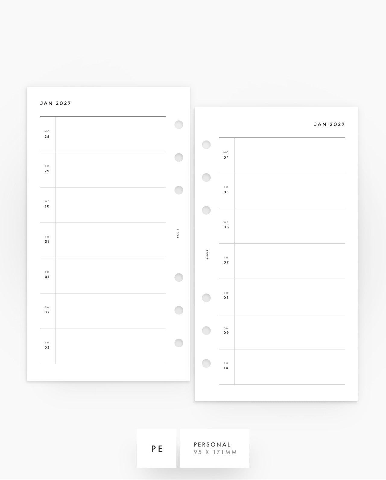 MN023 - 2027 Weekly Overview Horizontal Planner Inserts - WO1P - PREORDER