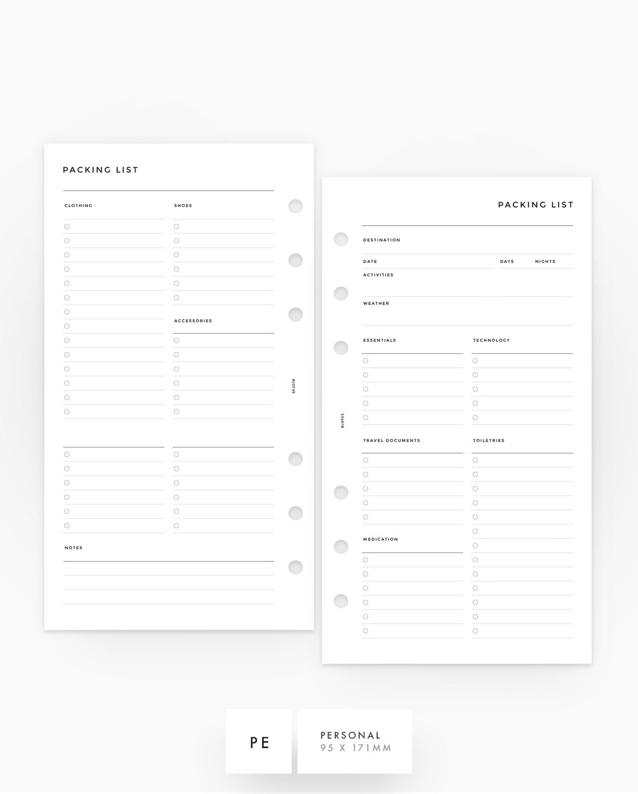 MN073 - Packing List - Planner Inserts - SPECIAL ORDER