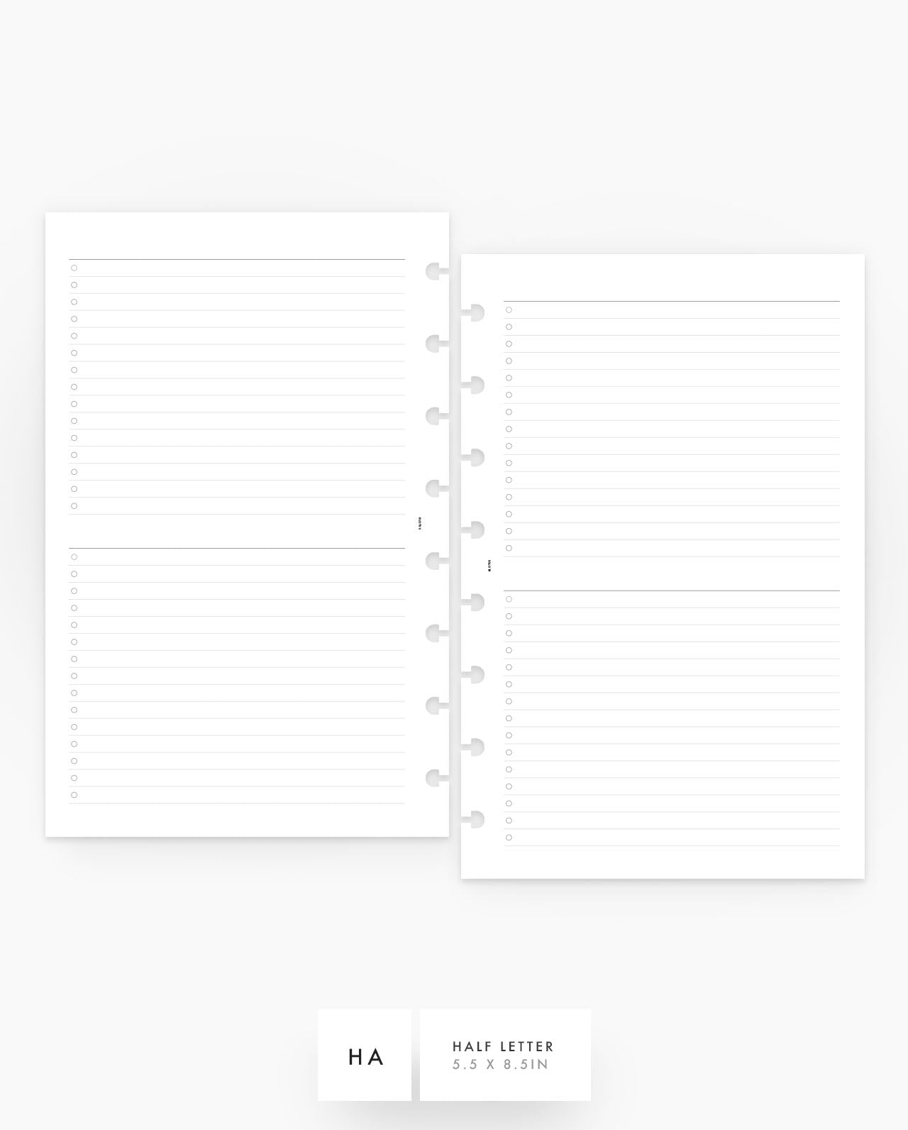 MN101 - Double List Planner Inserts - SPECIAL ORDER