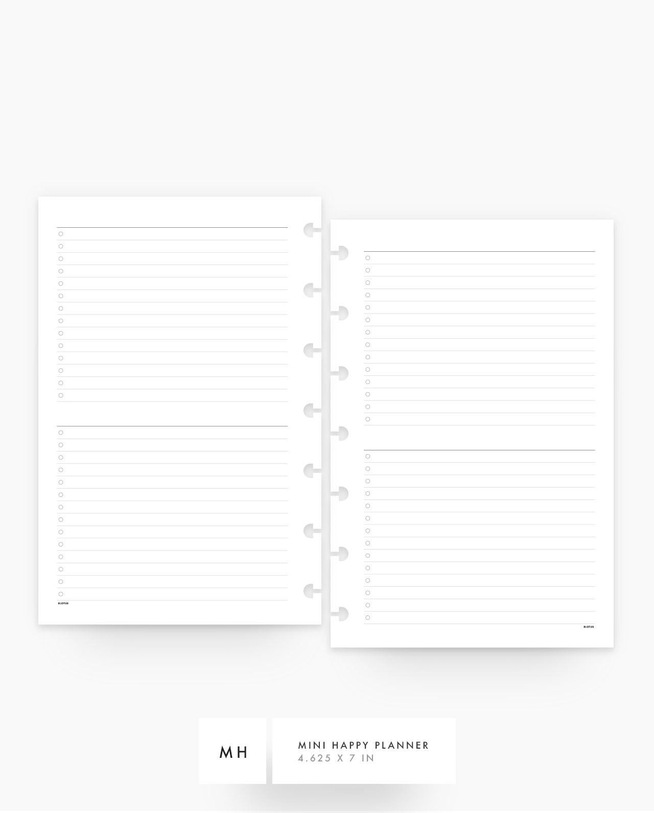 MN101 - Double List Planner Inserts - SPECIAL ORDER