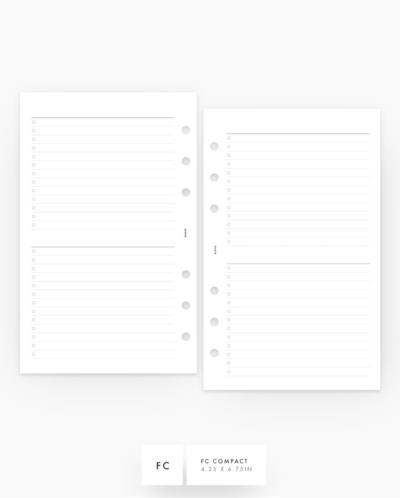 MN101 - Double List Planner Inserts - SPECIAL ORDER