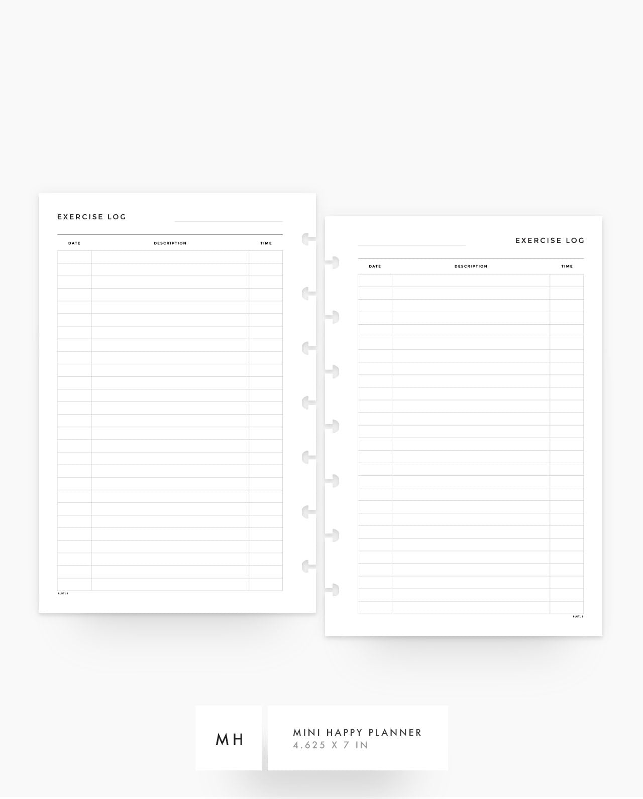 MN223 - Exercise Log - Planner Inserts - SPECIAL ORDER