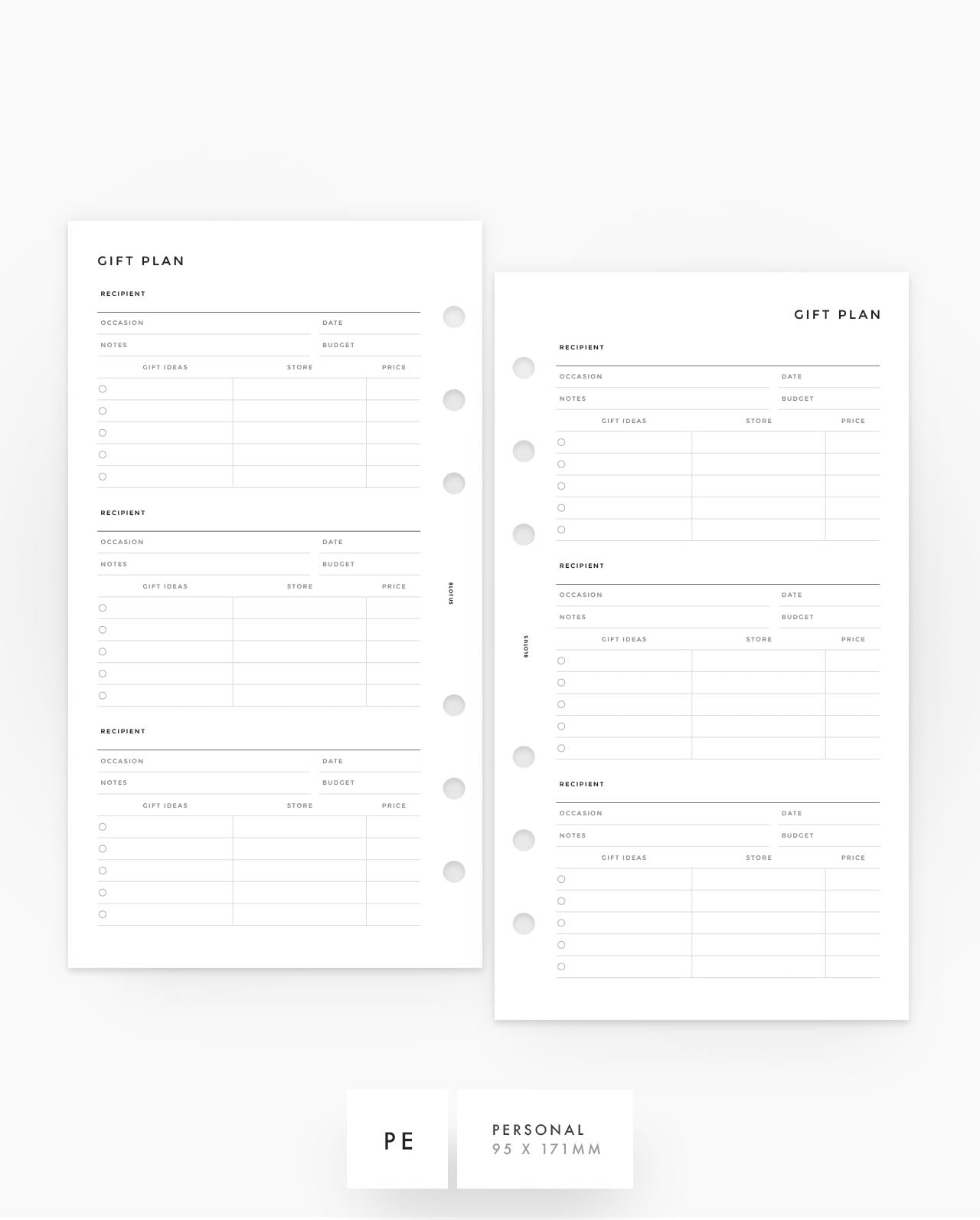 MN208 - Gift Plan - Planner Inserts - SPECIAL ORDER