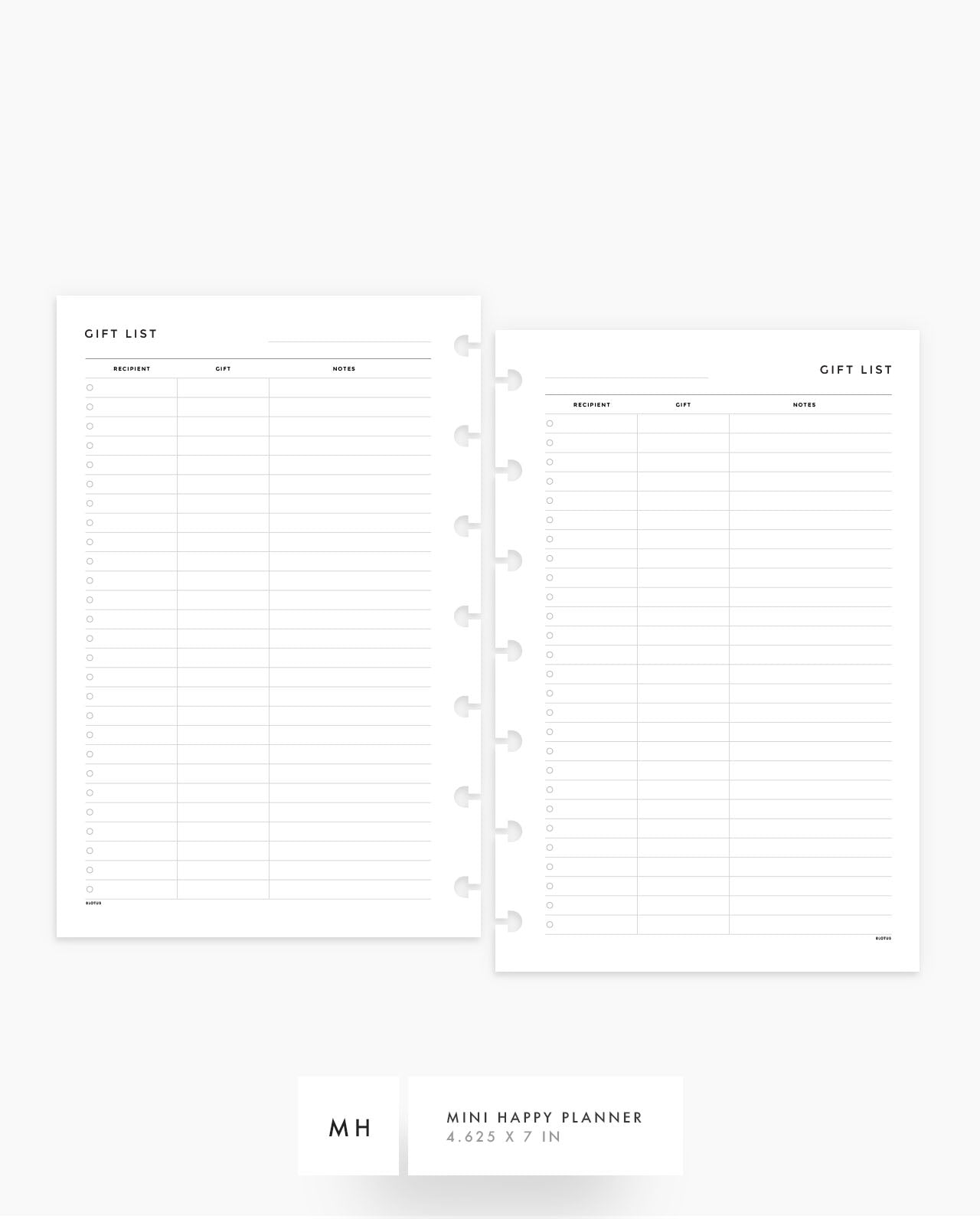 MN207 - Gift List Planner Insert