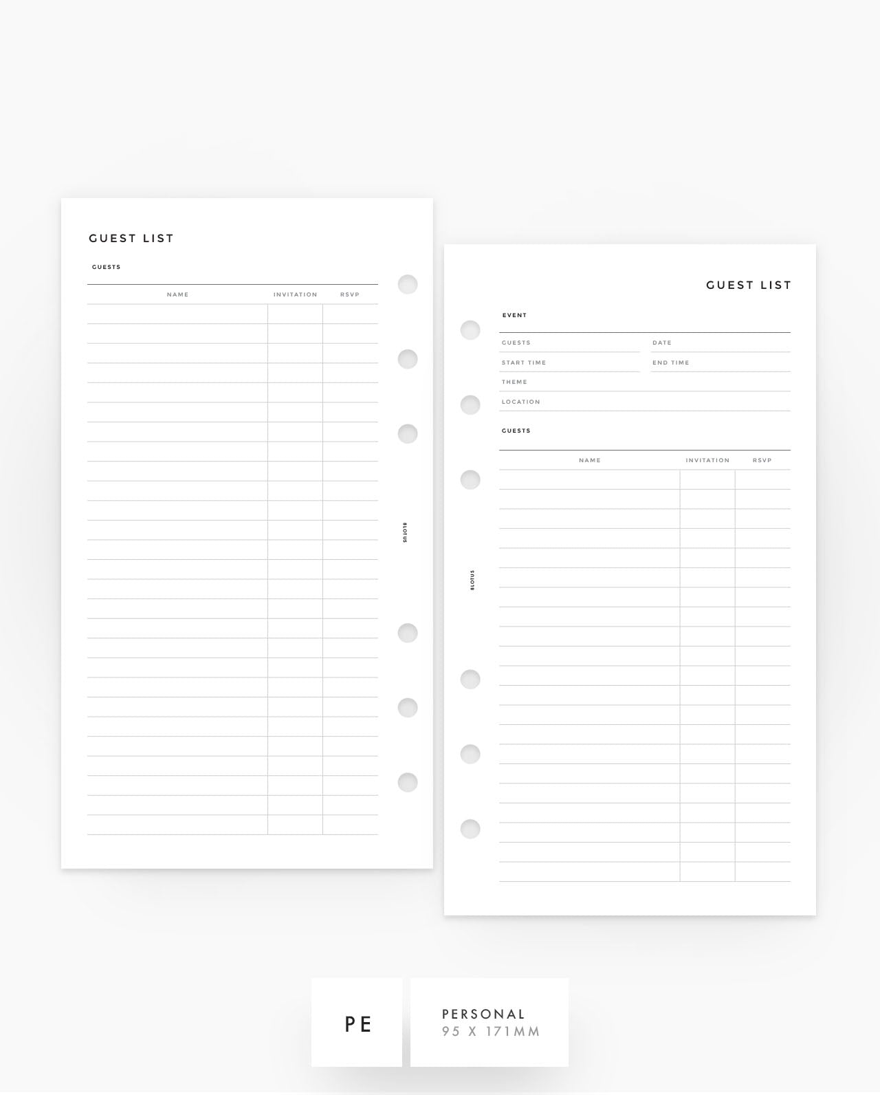 MN170 - Guest List Planner Inserts - SPECIAL ORDER