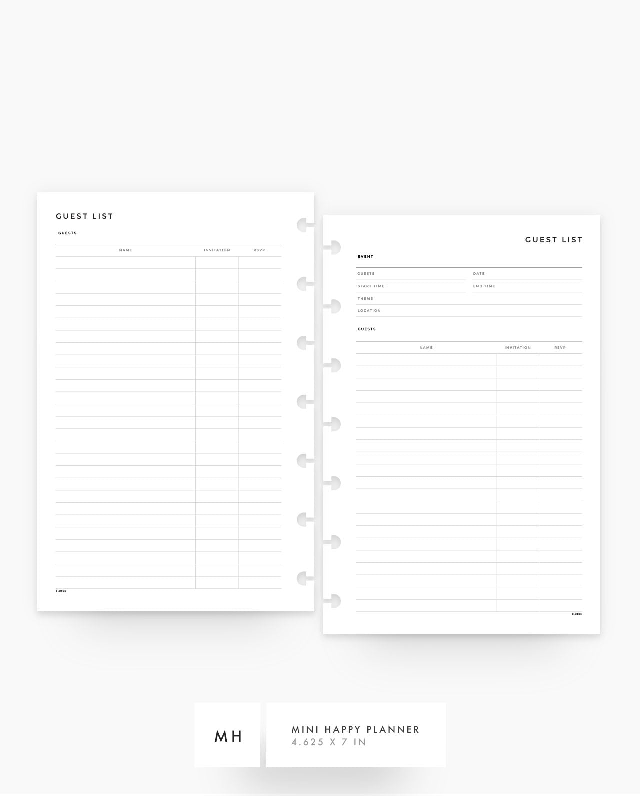 MN170 - Guest List Planner Inserts - SPECIAL ORDER
