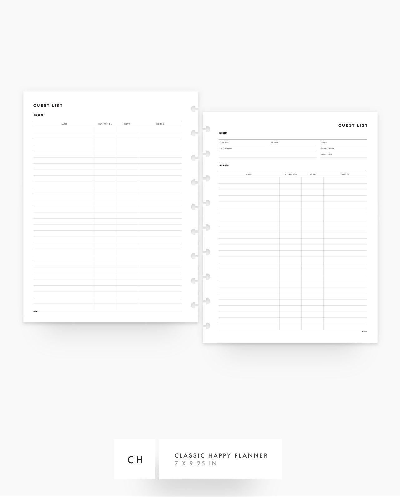 MN170 - Guest List Planner Inserts - SPECIAL ORDER