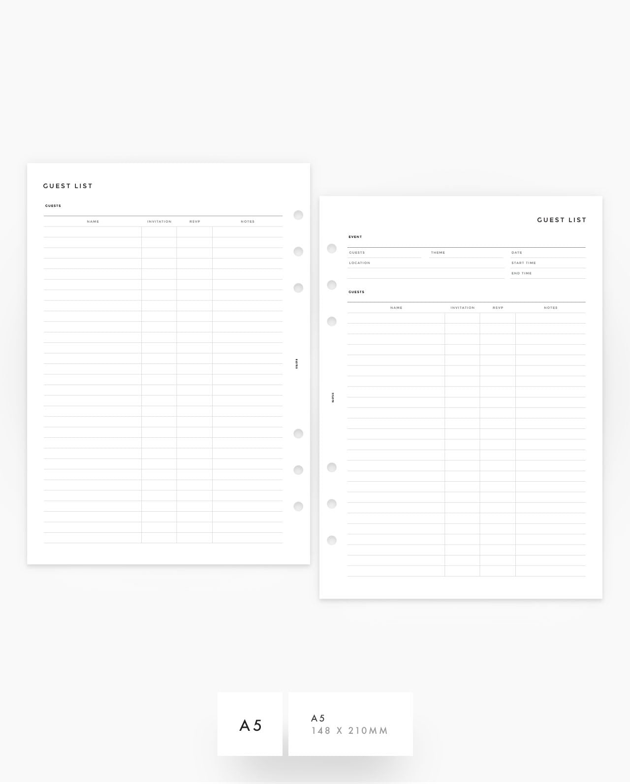 MN170 - Guest List Planner Inserts - SPECIAL ORDER