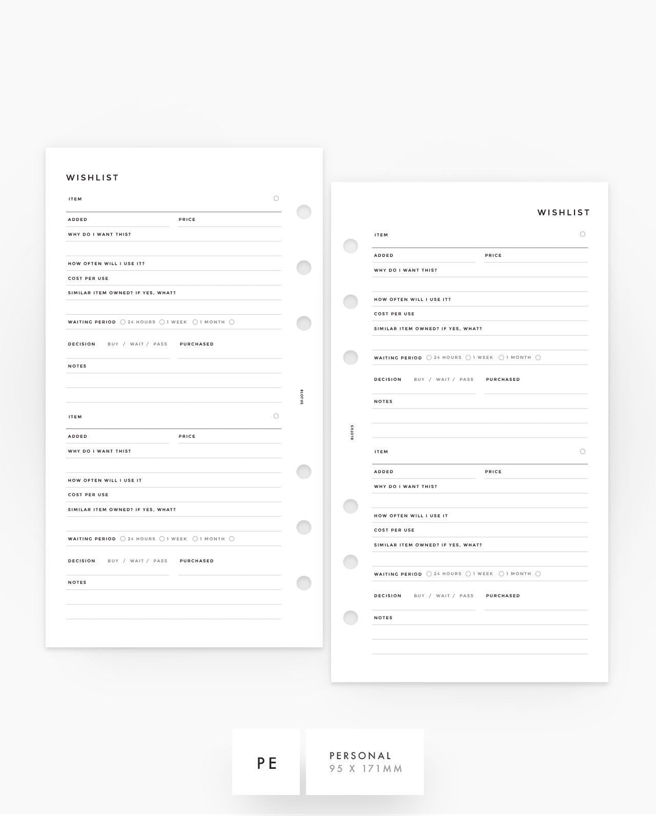 MN165 - Intentional Wishlist Planner Inserts - SPECIAL ORDER