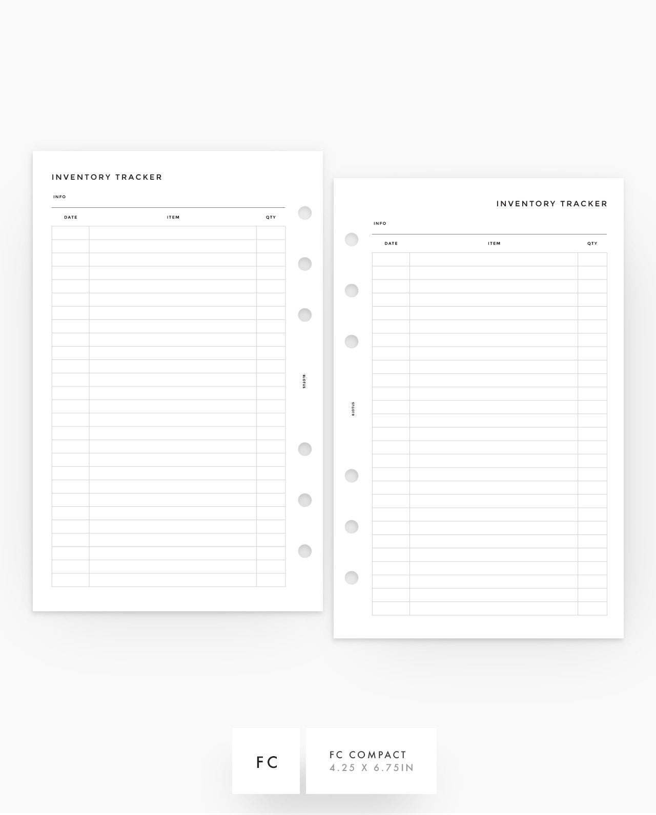 MN240 - Inventory Tracker - Planner Inserts - SPECIAL ORDER