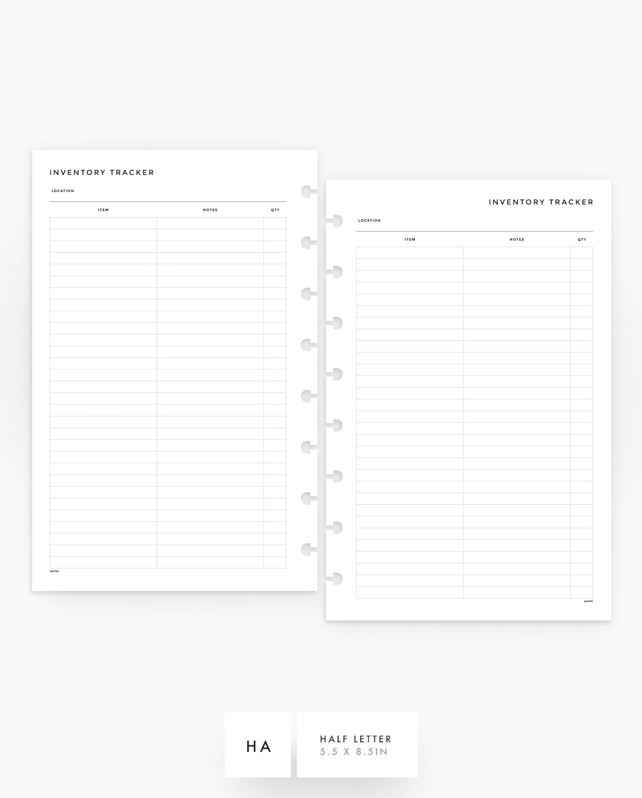 MN240 - Inventory Tracker - Planner Inserts - SPECIAL ORDER