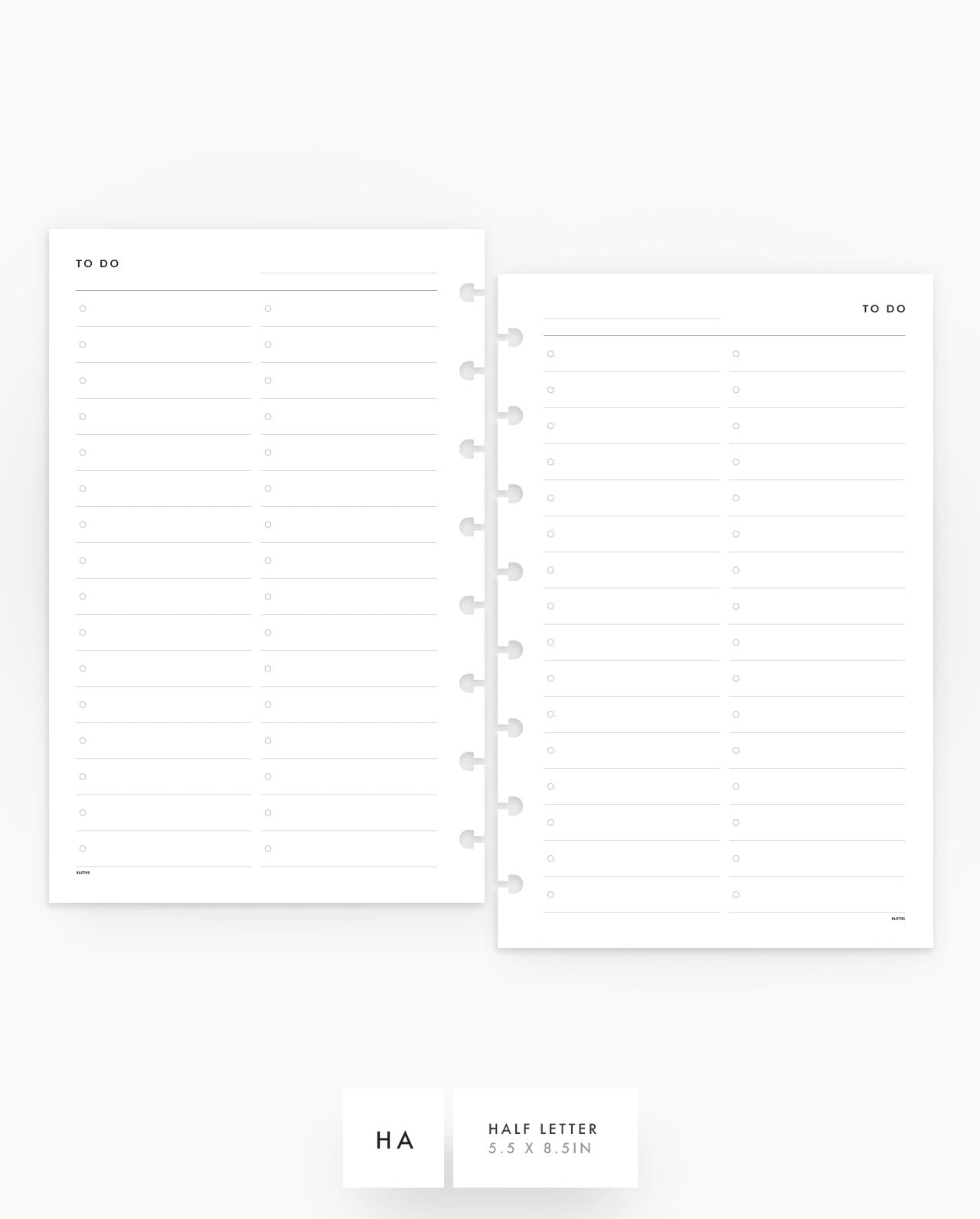 MN182 - Large To Do Dual Column Planner Inserts - SPECIAL ORDER