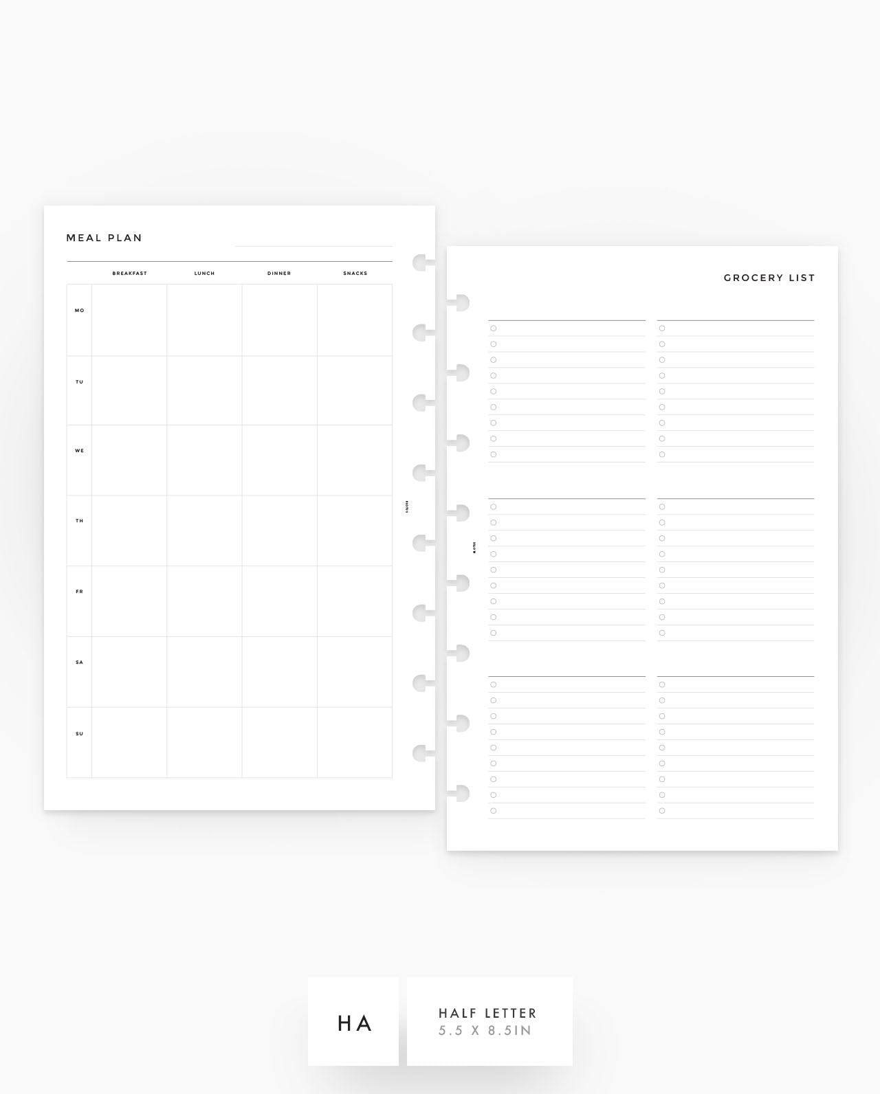 MN094 - Meal Plan & Grocery List Planner Inserts - SPECIAL ORDER