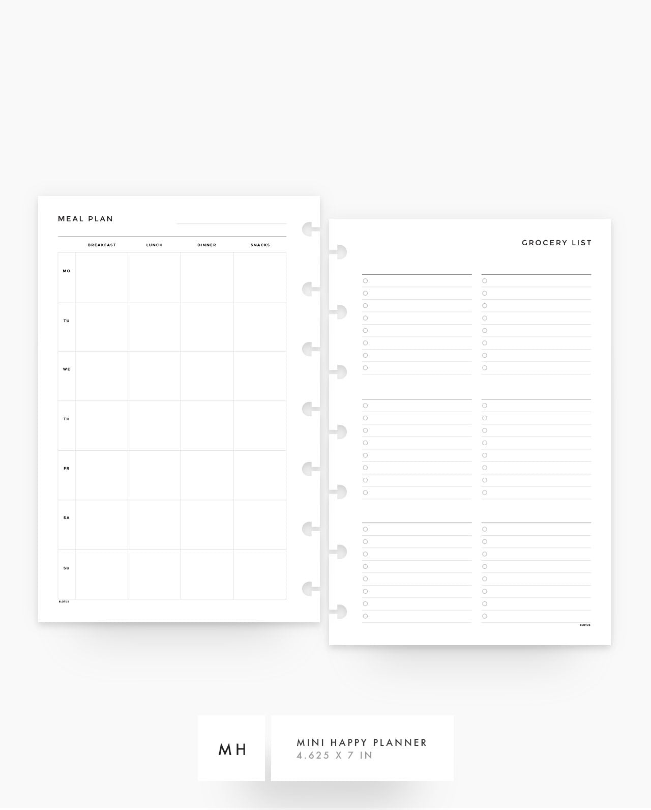 MN094 - Meal Plan & Grocery List Planner Inserts - SPECIAL ORDER