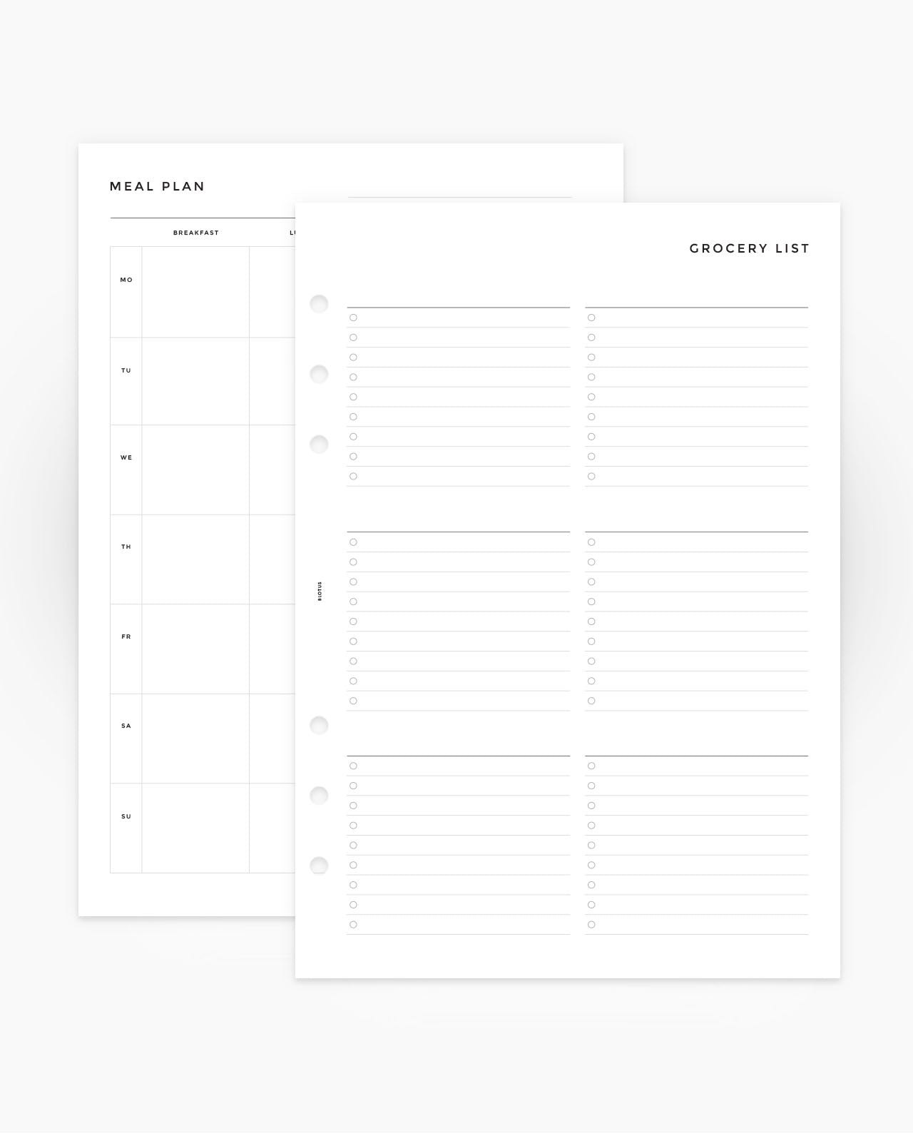 MN094 - Meal Plan & Grocery List Planner Inserts - SPECIAL ORDER