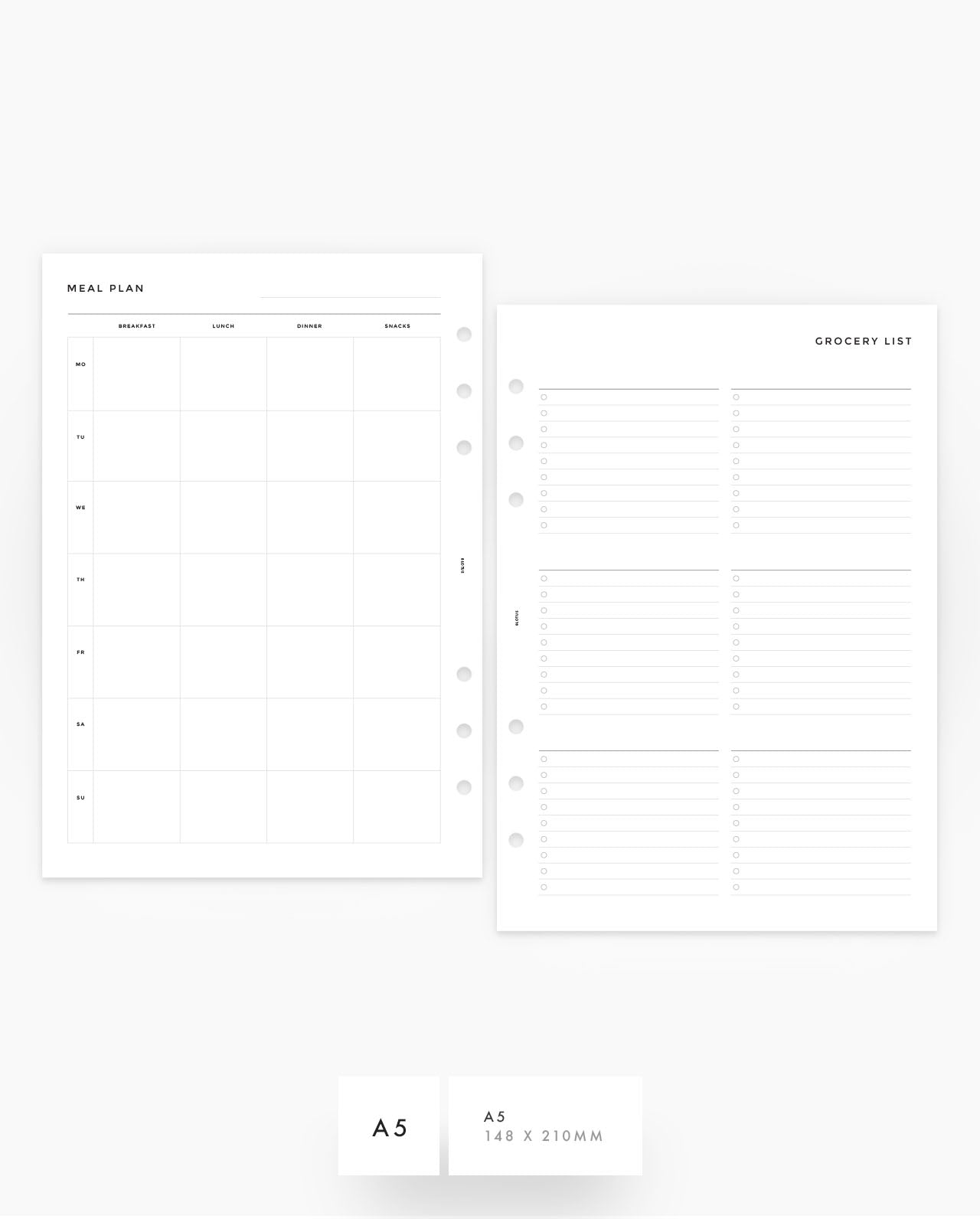 MN094 - Meal Plan & Grocery List Planner Inserts - SPECIAL ORDER